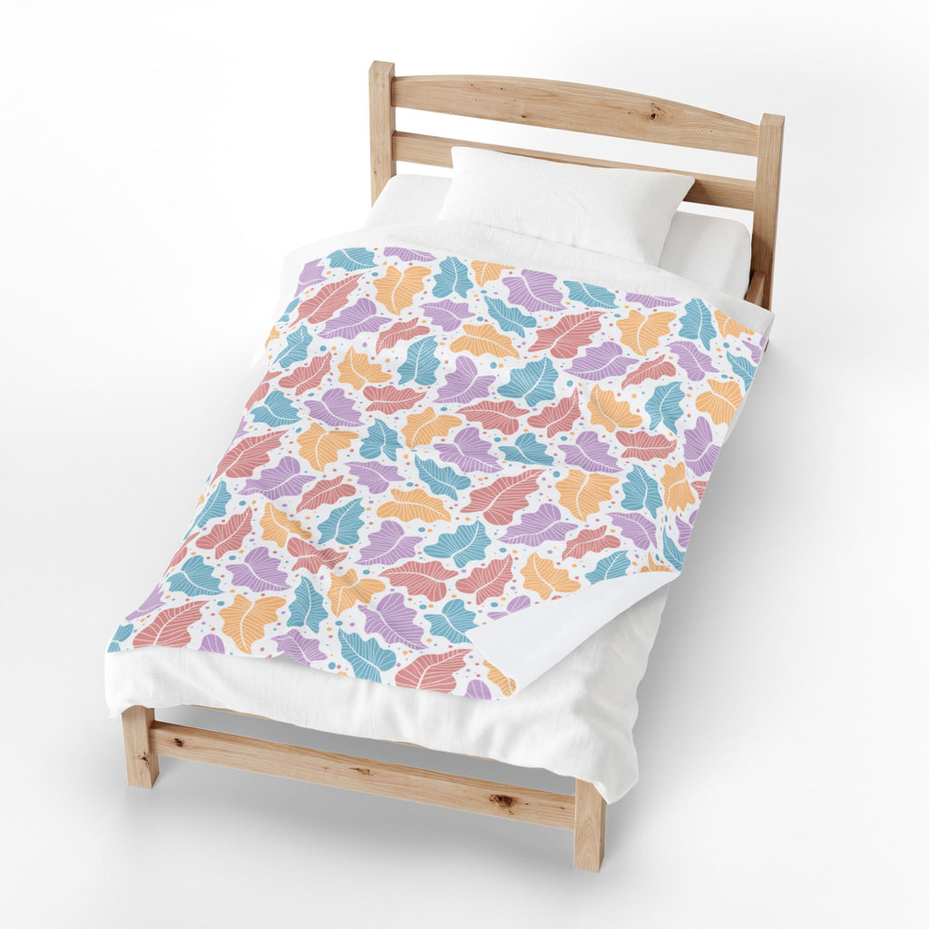 Pastel Leaf Plush Blanket