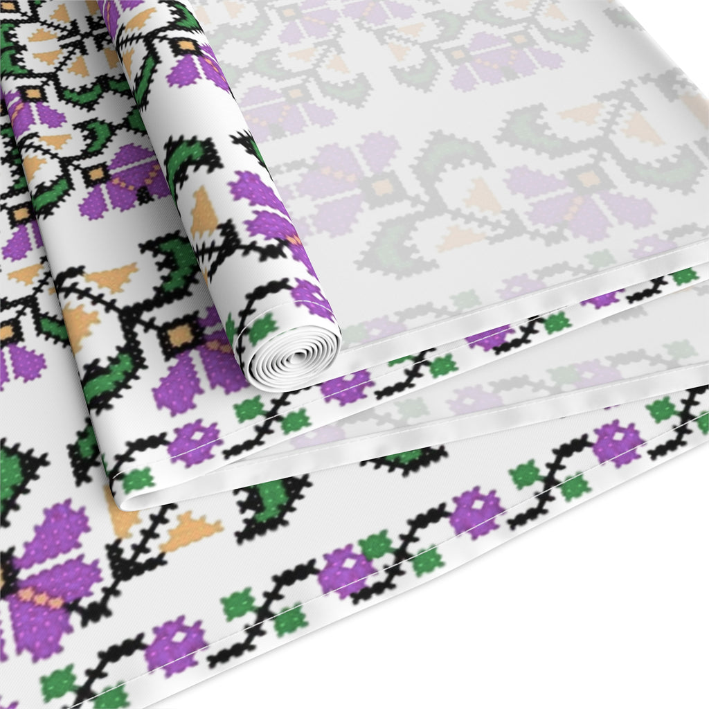 Blooming Hope Table Runner – Ukrainian Floral Mosaic, Cotton or Polyester