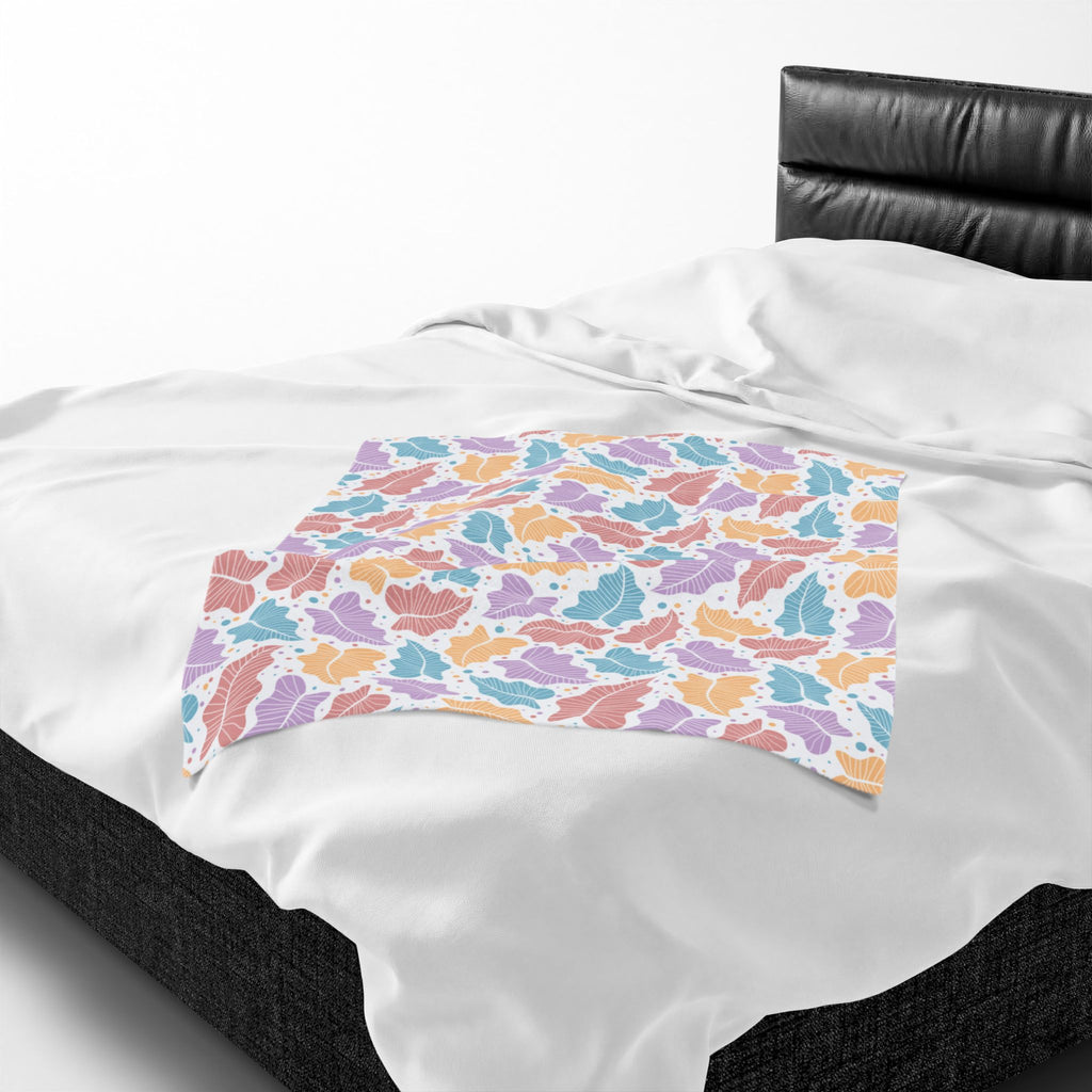 Pastel Leaf Plush Blanket