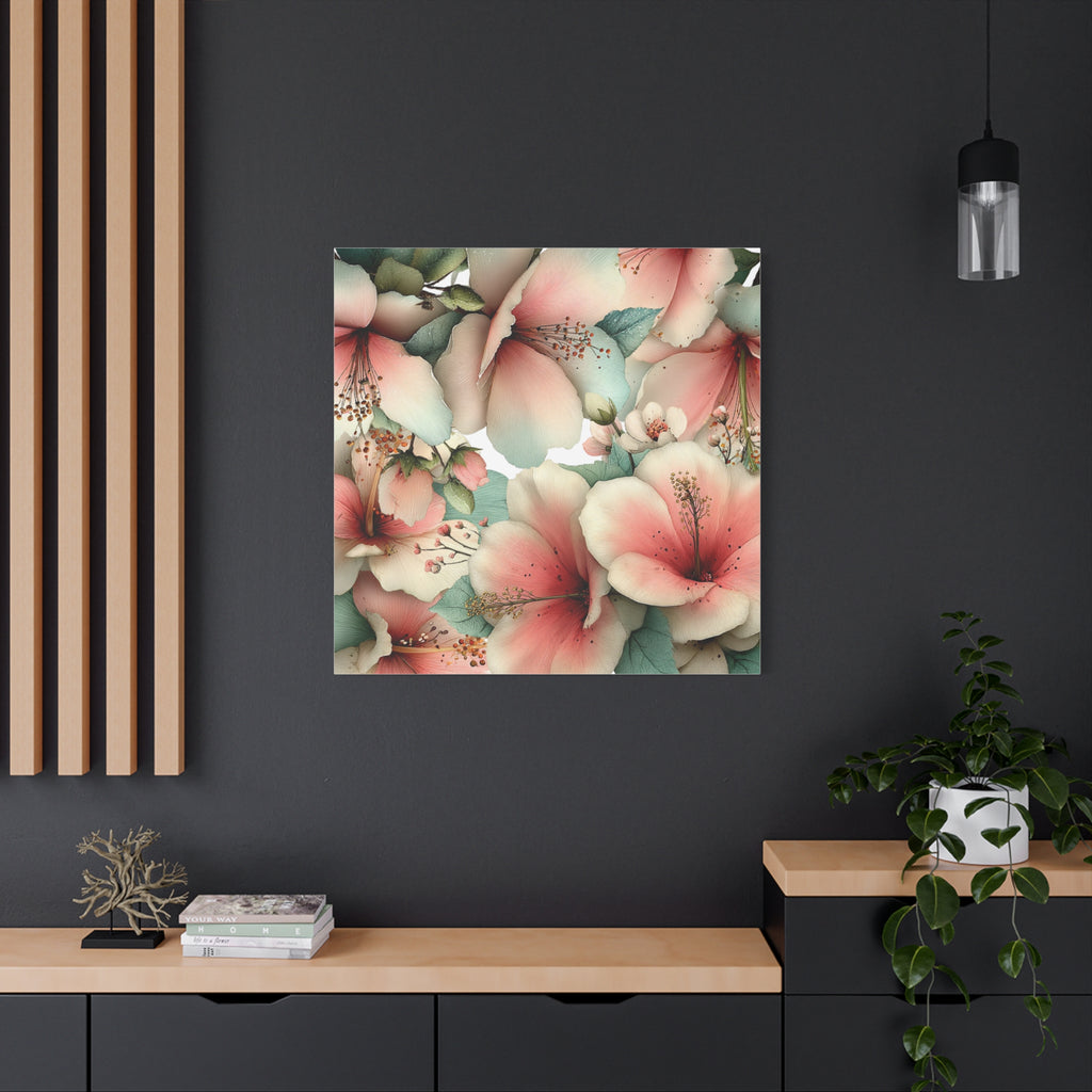 Pastel Floral Matte Canvas Wall Art, Soft Botanical Print, Modern Home Decor, Watercolor Flower Artwork, Stretched 1.25" Canvas