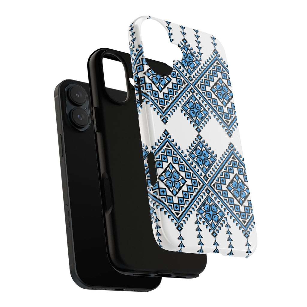 Blue Ukrainian traditional  Geometric Folk Pattern phone case, Tough Cases