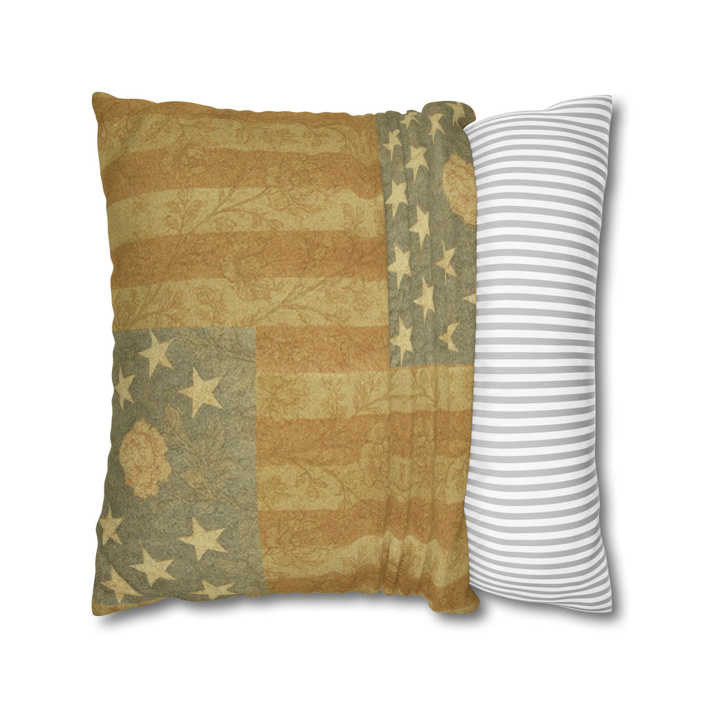 HERITAGE 1776 | 4th of July Decor Pillow Cover, USA 250th Anniversary Vintage American Flag Throw Pillow, Patriotic Farmhouse Square Case | BLUESKYDEZIGN