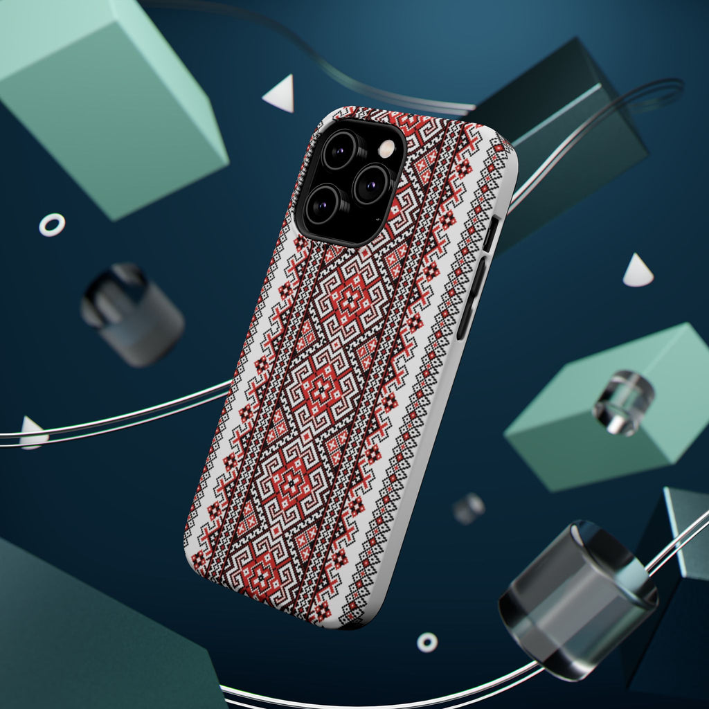 Traditional Ukrainian Red-Black Pattern Phone Case | Magnetic Impact-Resistant Case