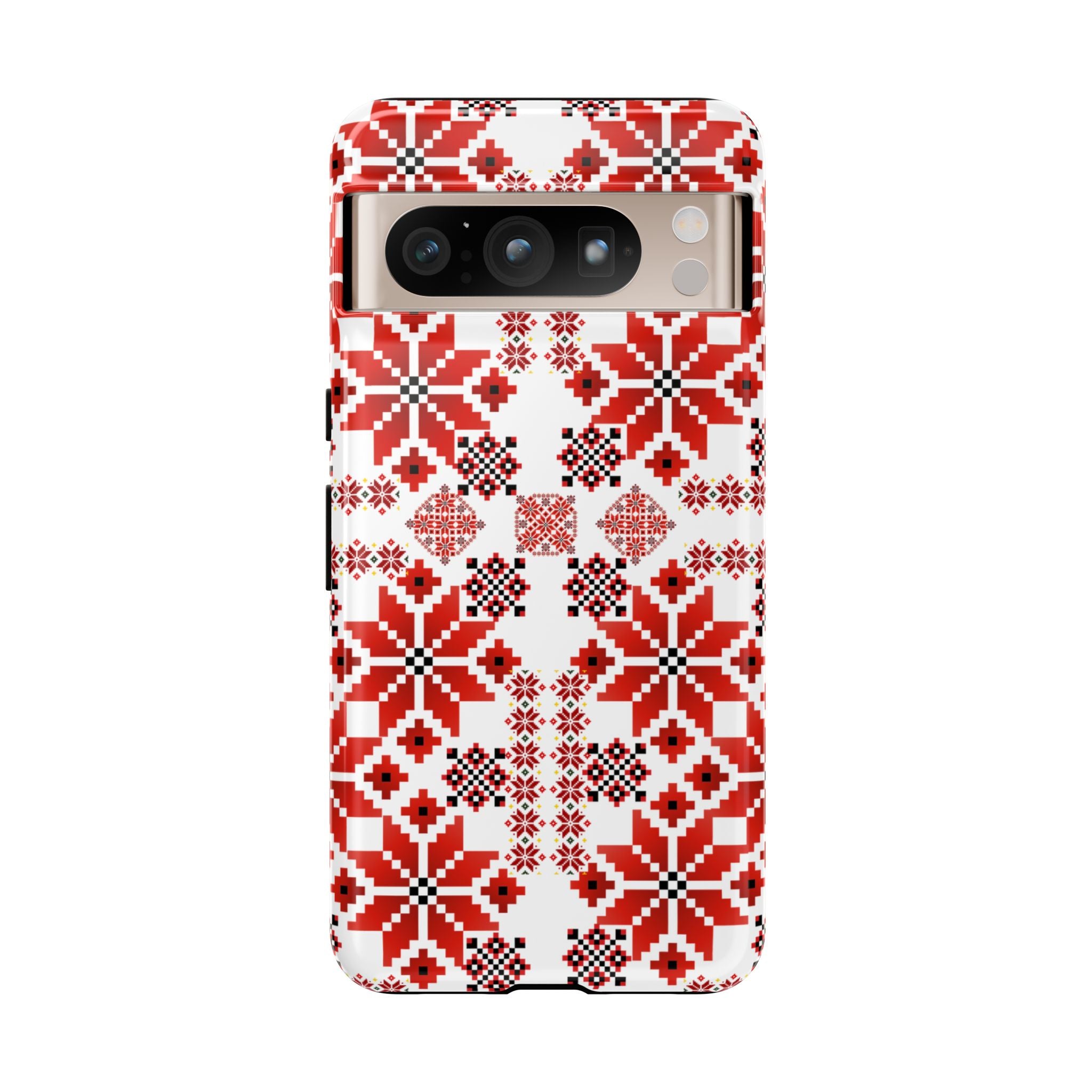 Ukrainian Embroidery Phone Case • Red Black Folk Pattern • Protective Slavic Geometric Cover for iPhone & Samsung