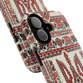 Ukrainian Trident Red & Black Folk Art Tough Phone Case | Tryzub Pattern Cover
