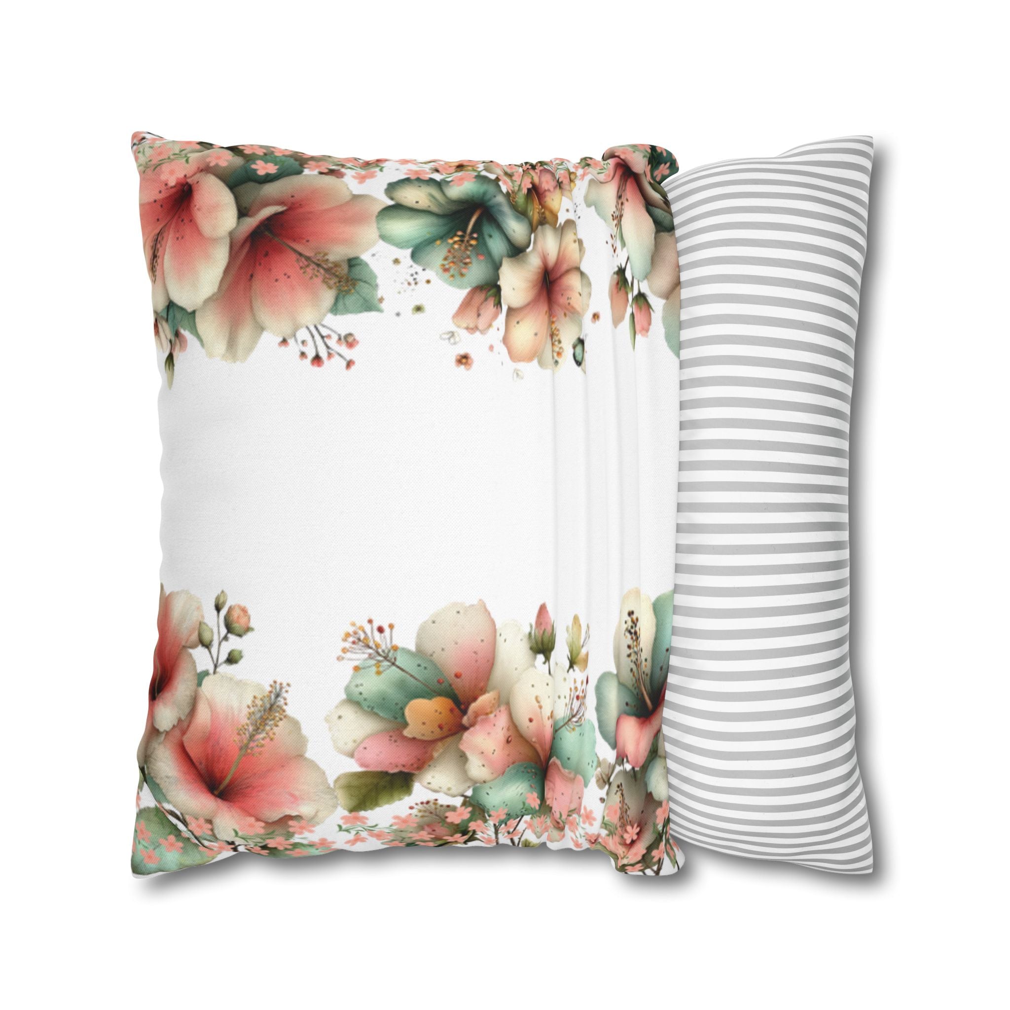 BLUESKYDEZIGN Spring Floral Pillow Cover - Pastel Pink Peach Botanical Decor