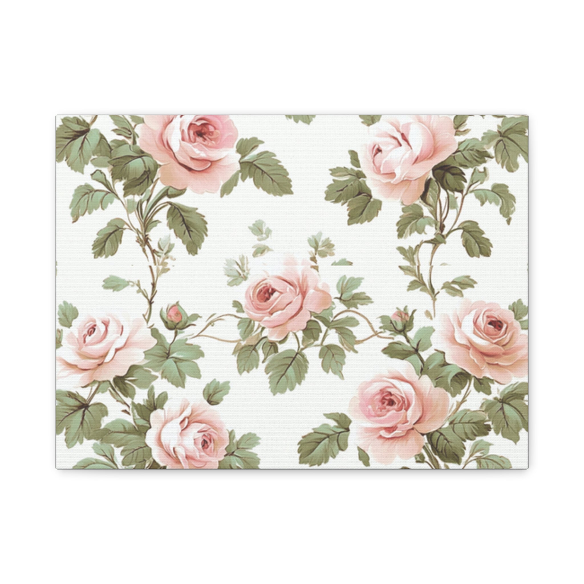 Vintage Pink Rose Matte Canvas Wall Art, Botanical Floral Print, Romantic Cottagecore Home Decor, Stretched 1.25" Canvas