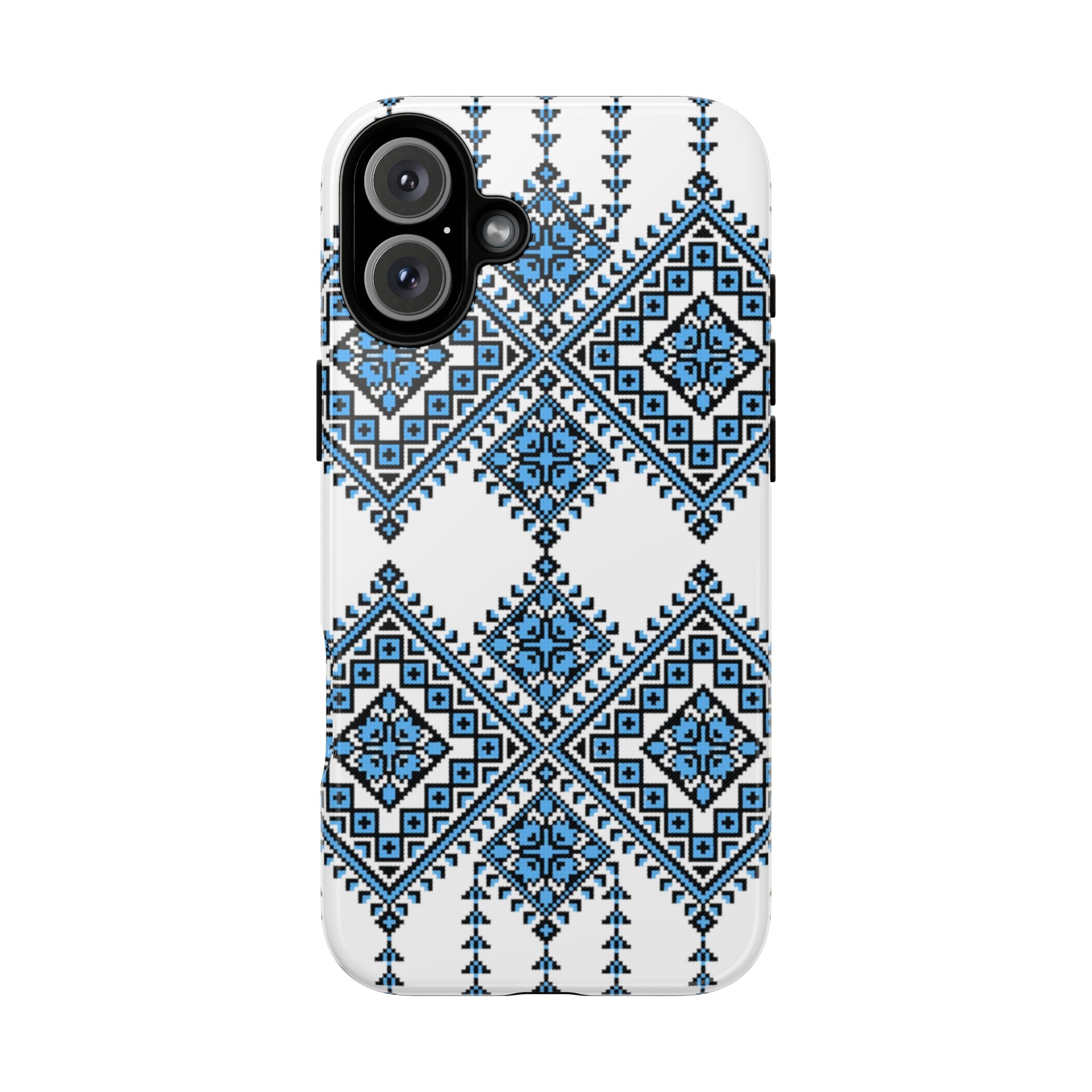 Blue Ukrainian traditional  Geometric Folk Pattern phone case, Tough Cases