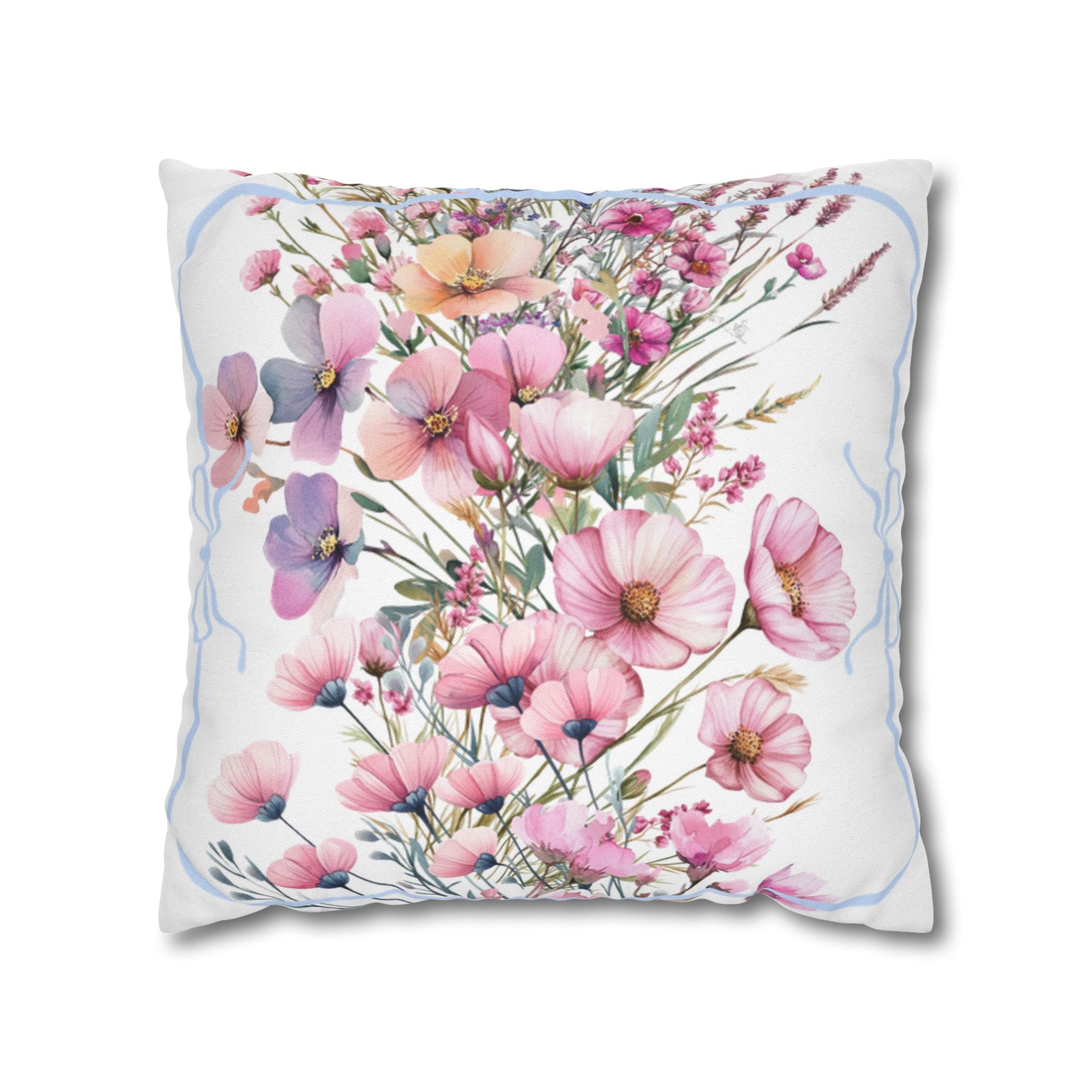 BLUESKYDEZIGN Spring Pink Purple Blossom Pillow Cover - Botanical Decor