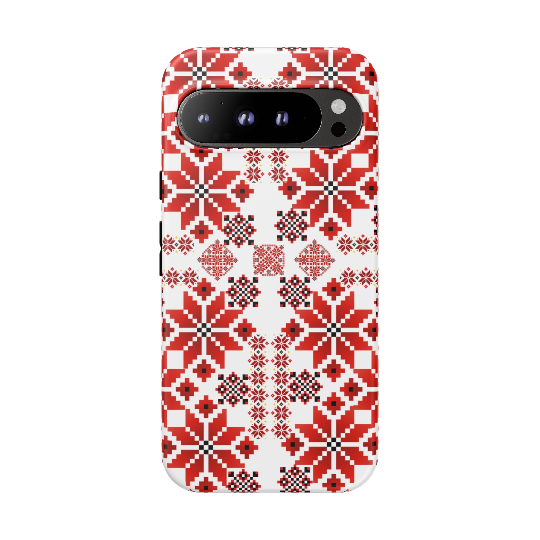 Ukrainian Embroidery Phone Case • Red Black Folk Pattern • Protective Slavic Geometric Cover for iPhone & Samsung