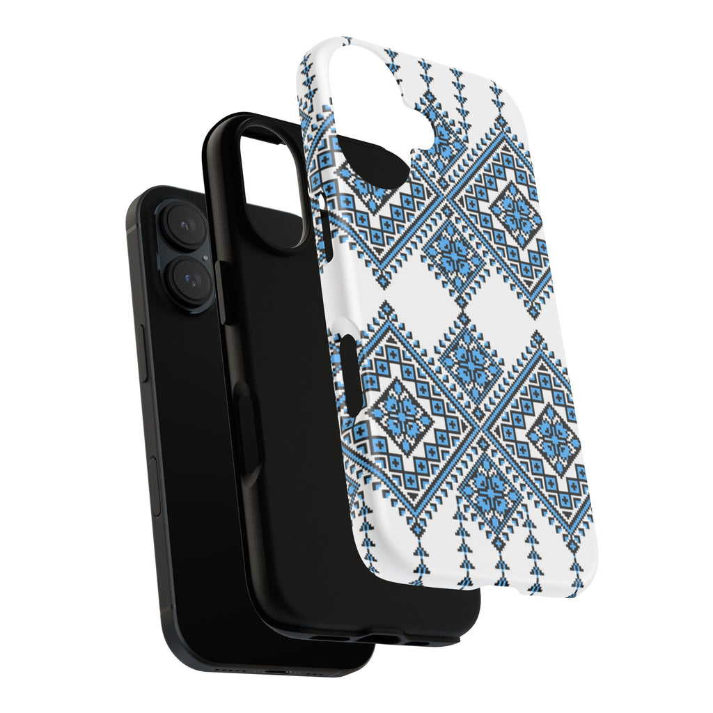 Blue Ukrainian traditional  Geometric Folk Pattern phone case, Tough Cases