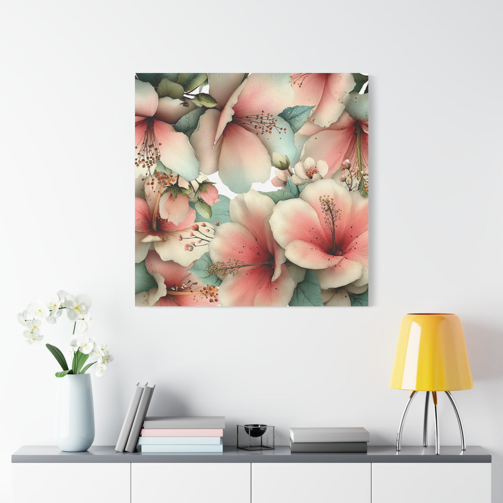 Pastel Floral Matte Canvas Wall Art, Soft Botanical Print, Modern Home Decor, Watercolor Flower Artwork, Stretched 1.25" Canvas