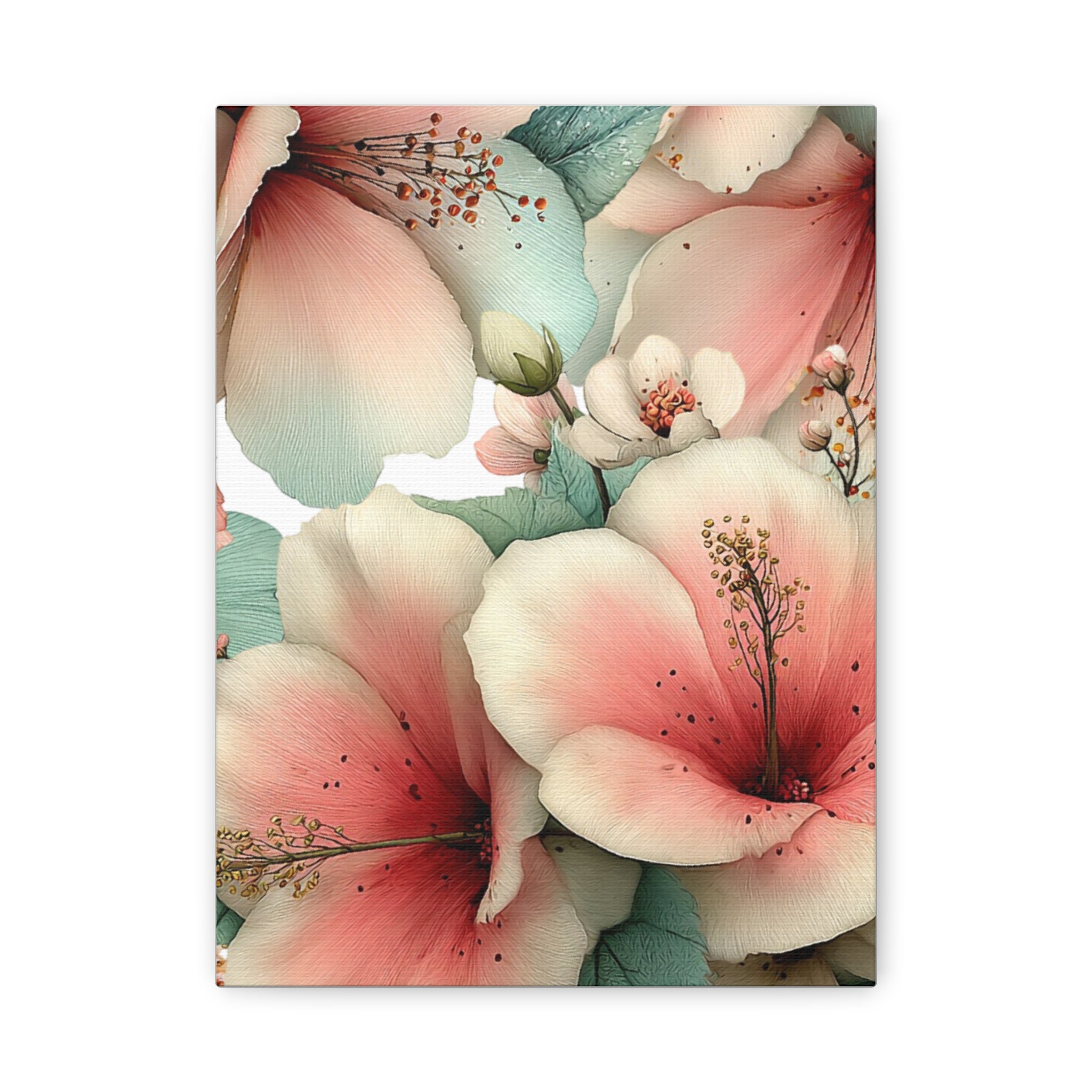 Pastel Floral Matte Canvas Wall Art, Soft Botanical Print, Modern Home Decor, Watercolor Flower Artwork, Stretched 1.25" Canvas