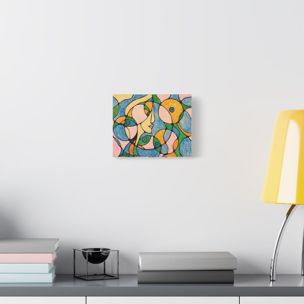 Abstract Colorful Faces Canvas Art, Vibrant Modern Wall Decor, Surreal Cubist Style Matte Print, Stretched 1.25" Ready to Hang