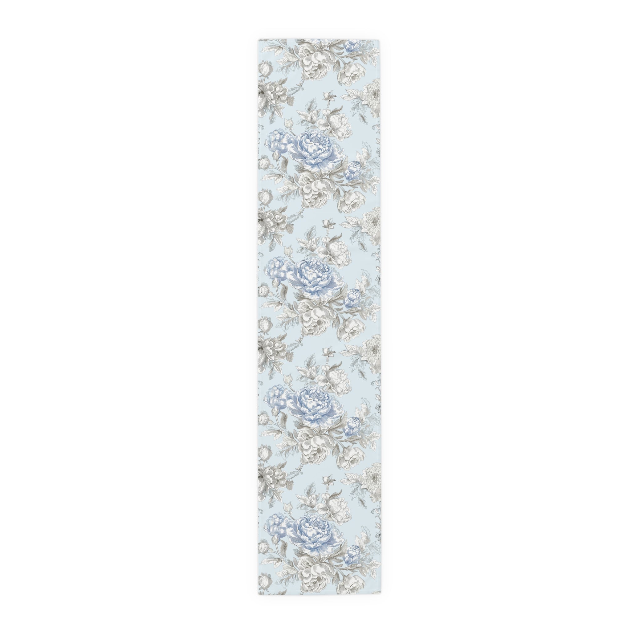 Blue Floral Table Runner, French Country Table Decor, Vintage Cottage Style Table Linen, Shabby Chic Dining Decor, housewarming, cottagecore