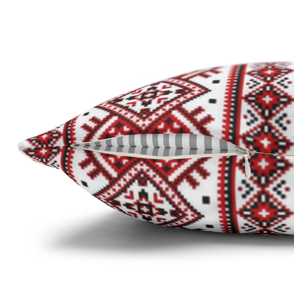 BLUESKYDEZIGN Ukrainian Traditional Pillow Cover - Red Black Folk Art