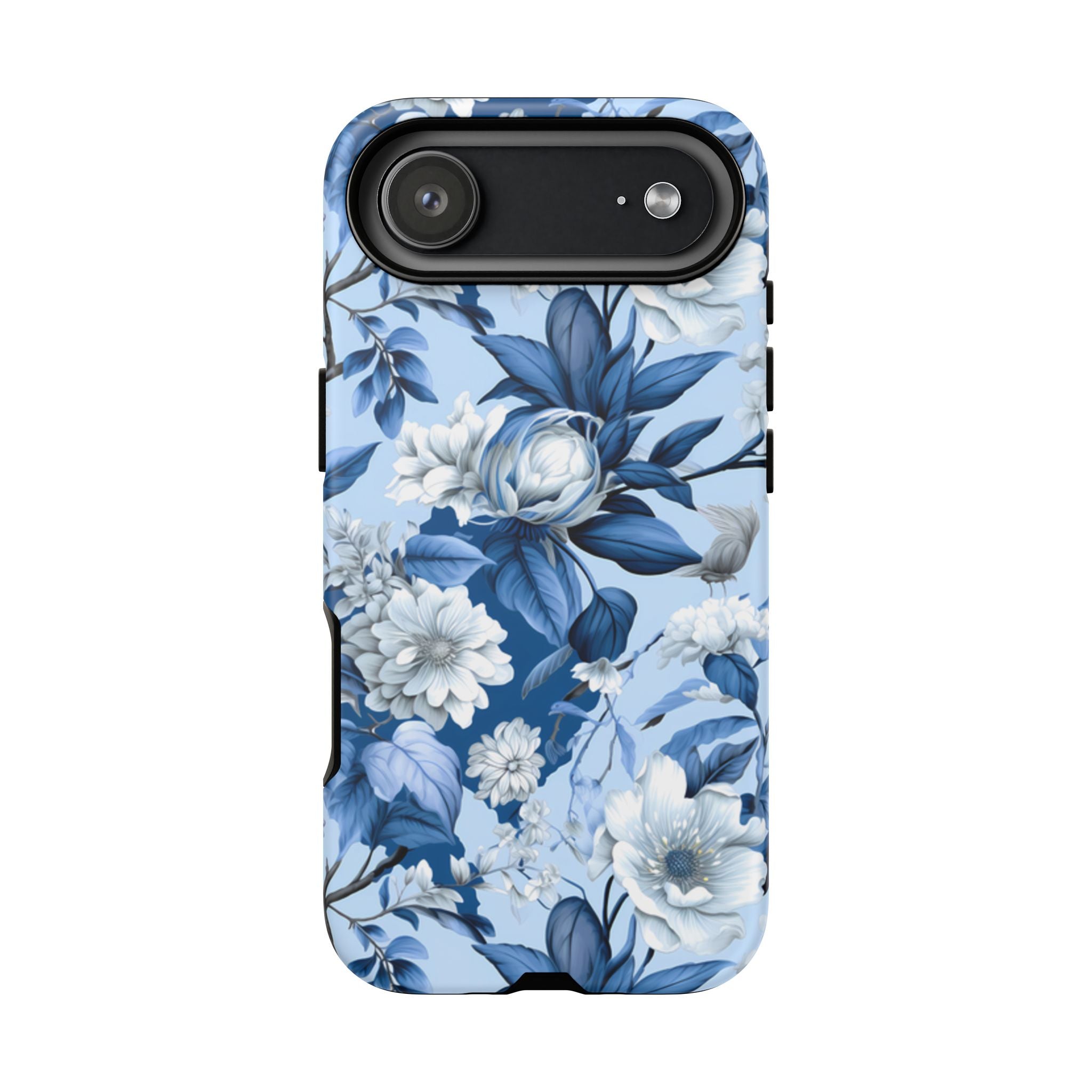 Blue Floral Watercolor Pattern Tough Case, Blue Rose Phone Case