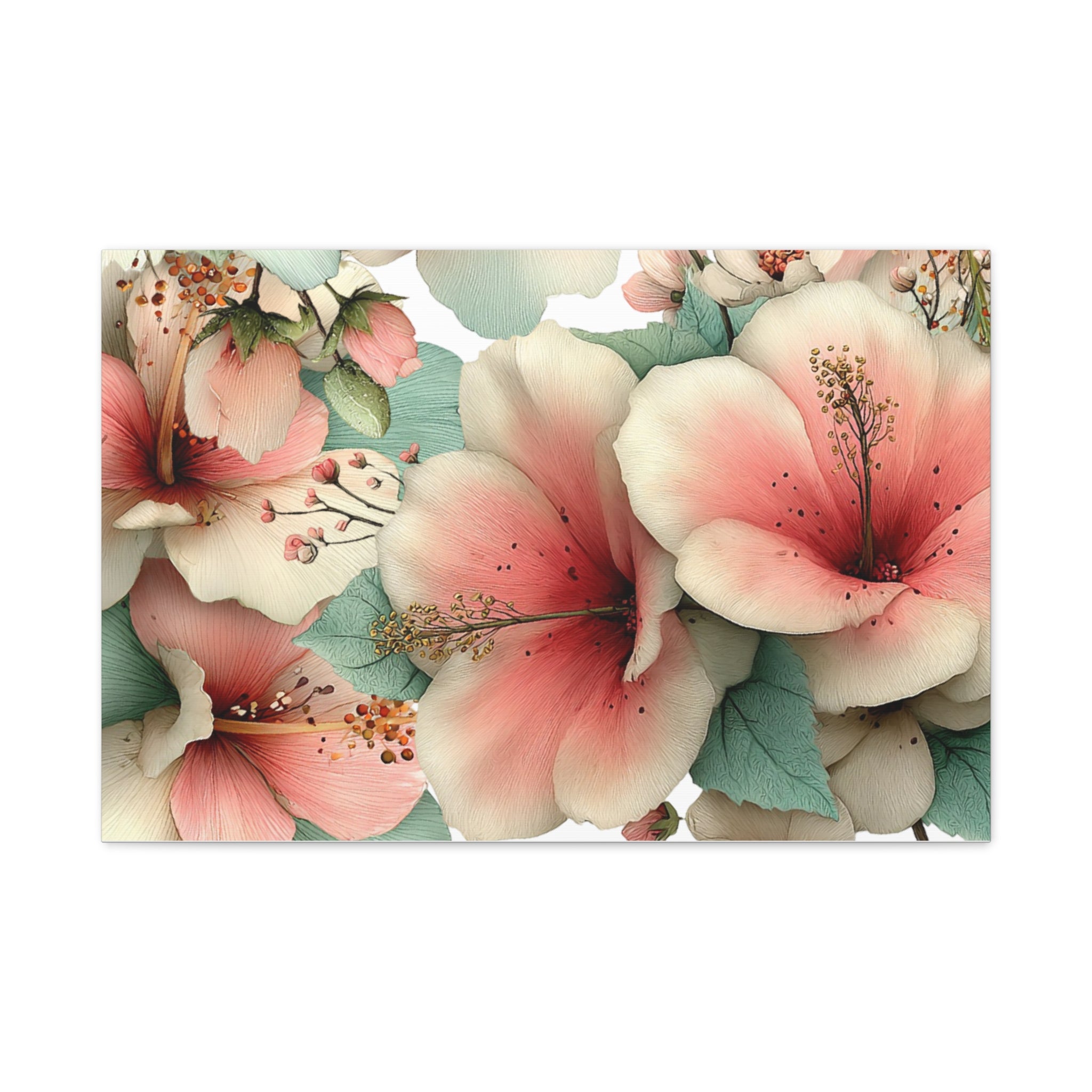 Pastel Floral Matte Canvas Wall Art, Soft Botanical Print, Modern Home Decor, Watercolor Flower Artwork, Stretched 1.25" Canvas