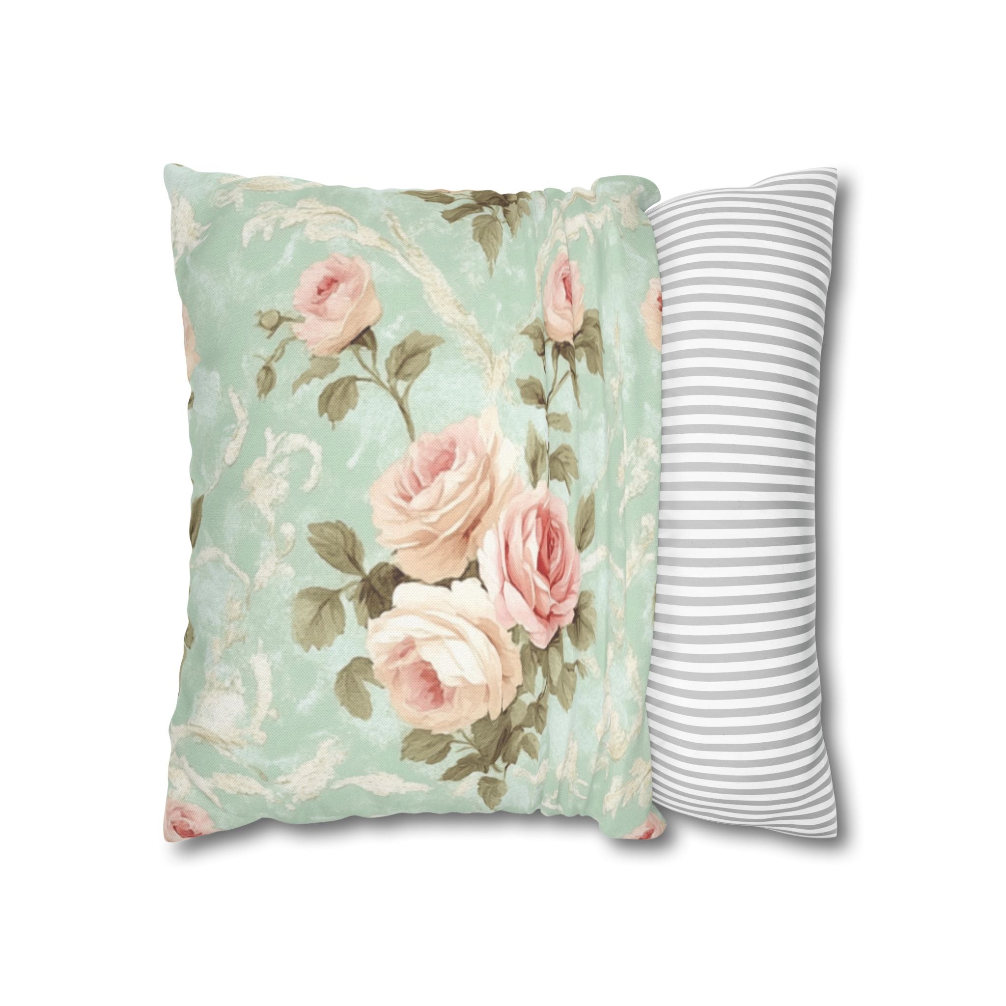 Vintage Pink Rose Pattern Pillowcase | Floral Throw Pillowcase