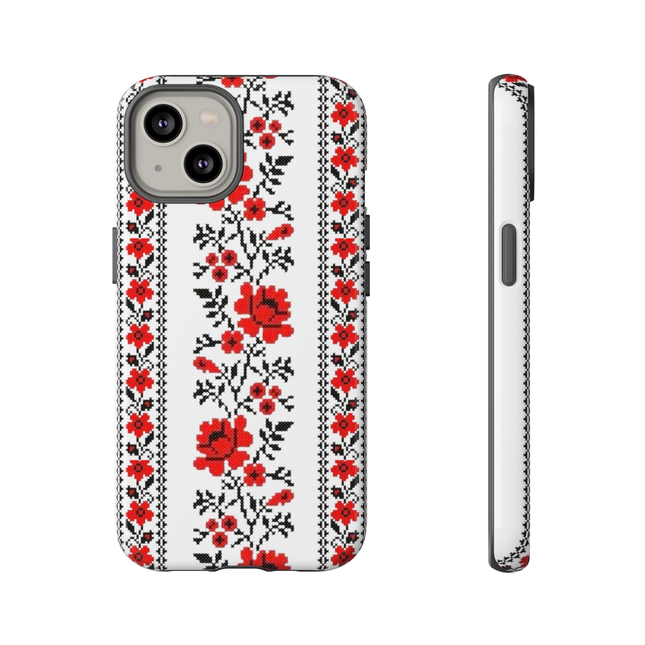 Ukrainian Embroidery iPhone Case  Red Black Traditional Pattern Protective Phone Cover