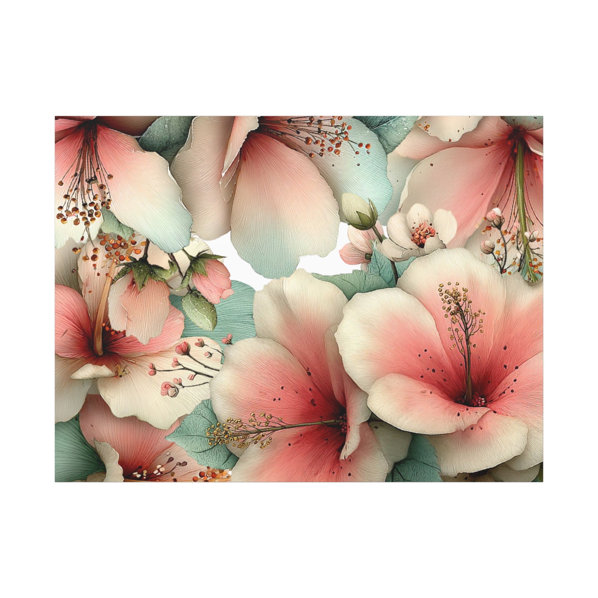 Pastel Floral Matte Canvas Wall Art, Soft Botanical Print, Modern Home Decor, Watercolor Flower Artwork, Stretched 1.25" Canvas