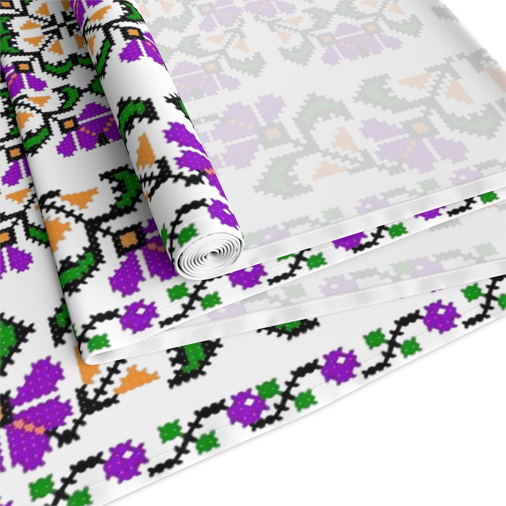 Blooming Hope Table Runner – Ukrainian Floral Mosaic, Cotton or Polyester