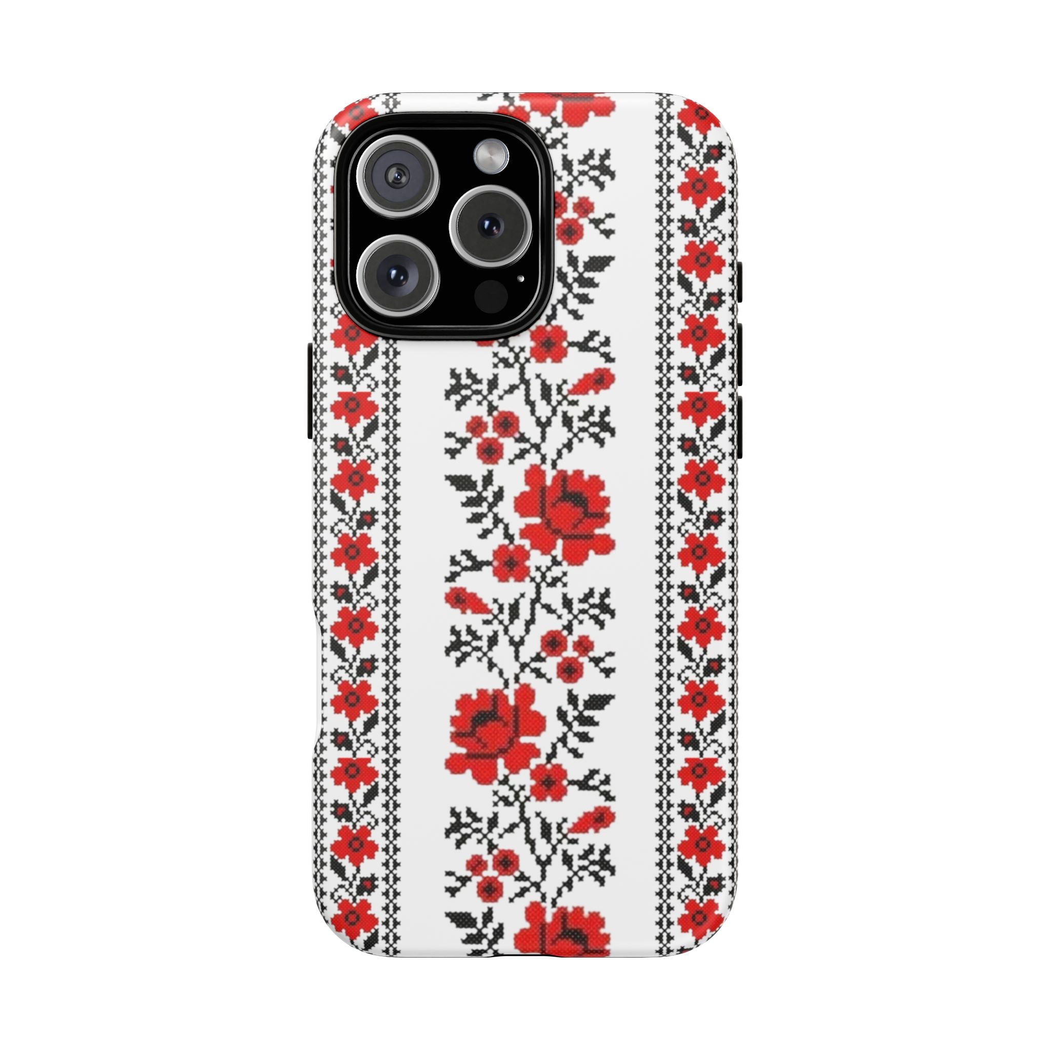 Ukrainian Embroidery iPhone Case  Red Black Traditional Pattern Protective Phone Cover