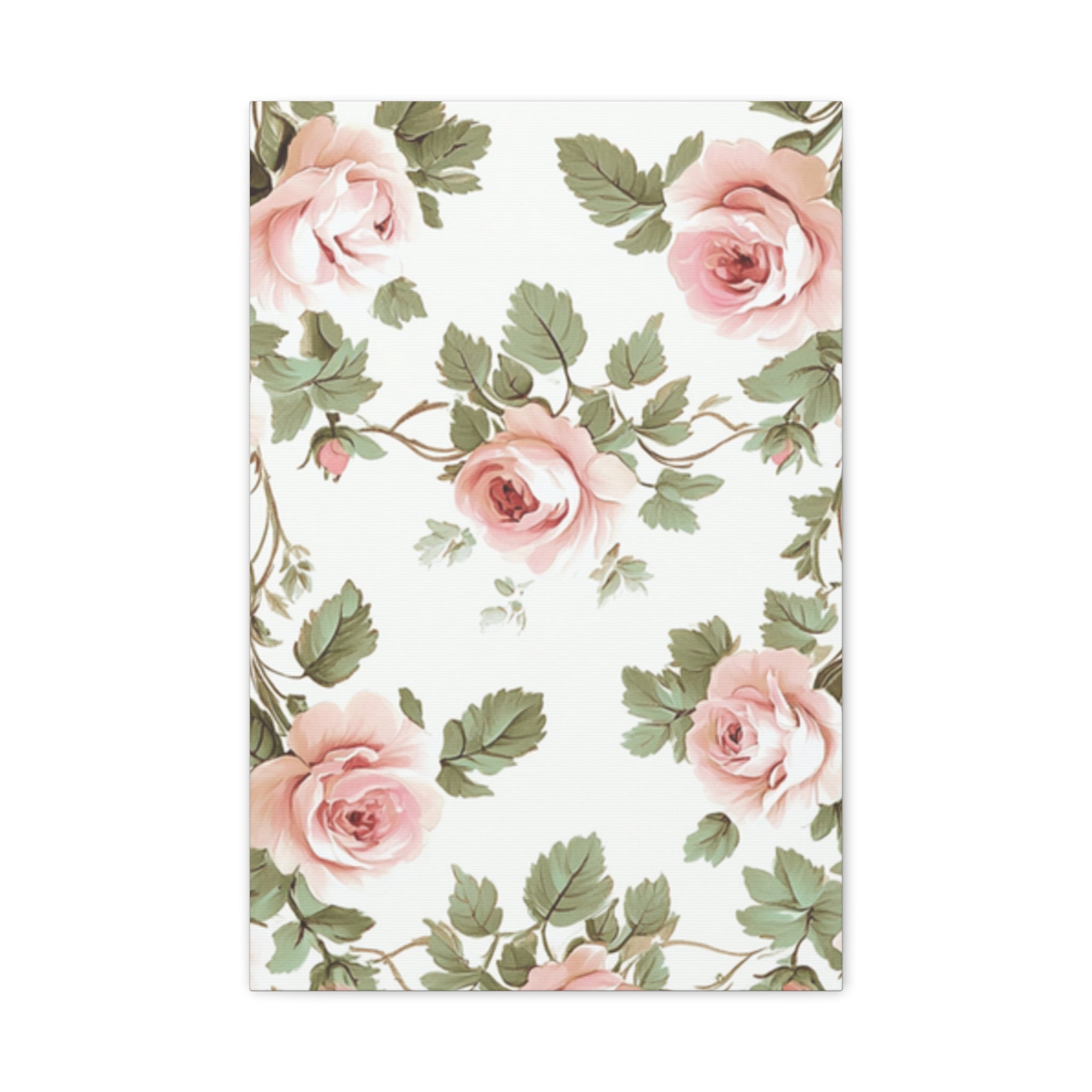 Vintage Pink Rose Matte Canvas Wall Art, Botanical Floral Print, Romantic Cottagecore Home Decor, Stretched 1.25" Canvas