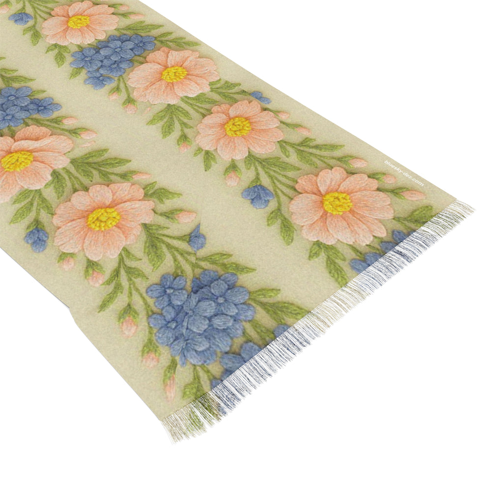 Floral Pastel Scarf – Wooly Garden | Lightweight Boho Wrap for Women