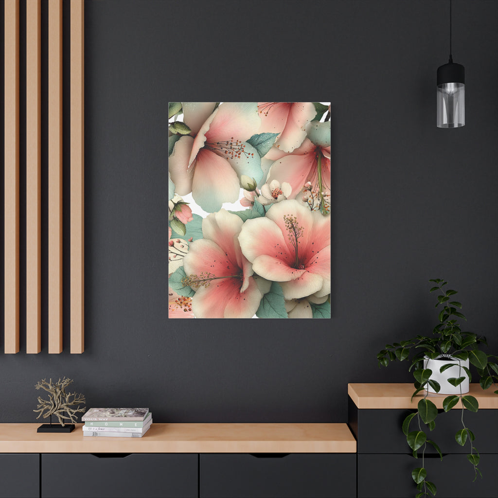 Pastel Floral Matte Canvas Wall Art, Soft Botanical Print, Modern Home Decor, Watercolor Flower Artwork, Stretched 1.25" Canvas