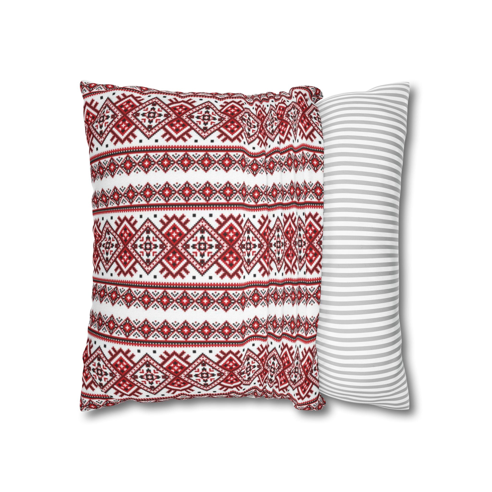 BLUESKYDEZIGN Ukrainian Traditional Pillow Cover - Red Black Folk Art