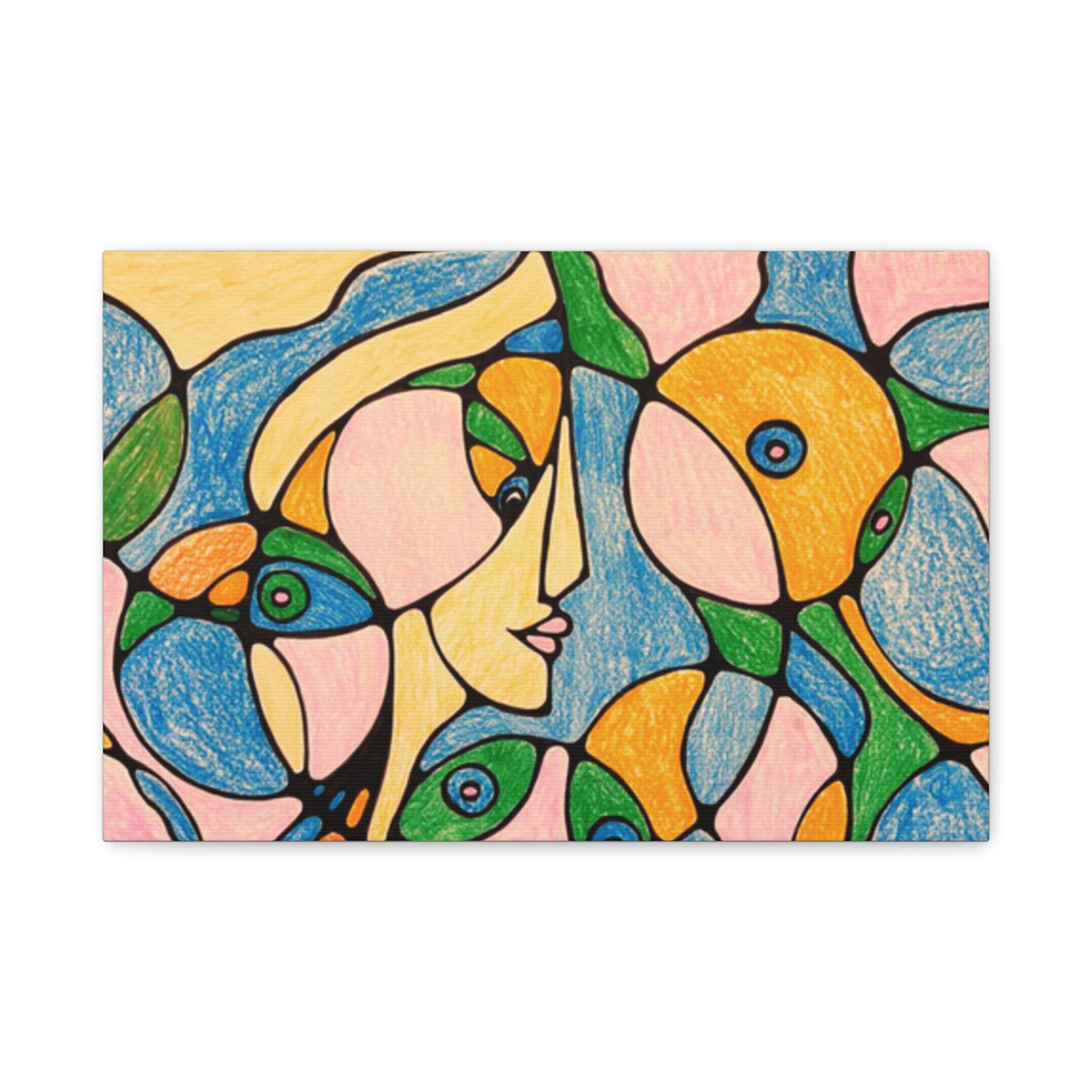 Abstract Colorful Faces Canvas Art, Vibrant Modern Wall Decor, Surreal Cubist Style Matte Print, Stretched 1.25" Ready to Hang