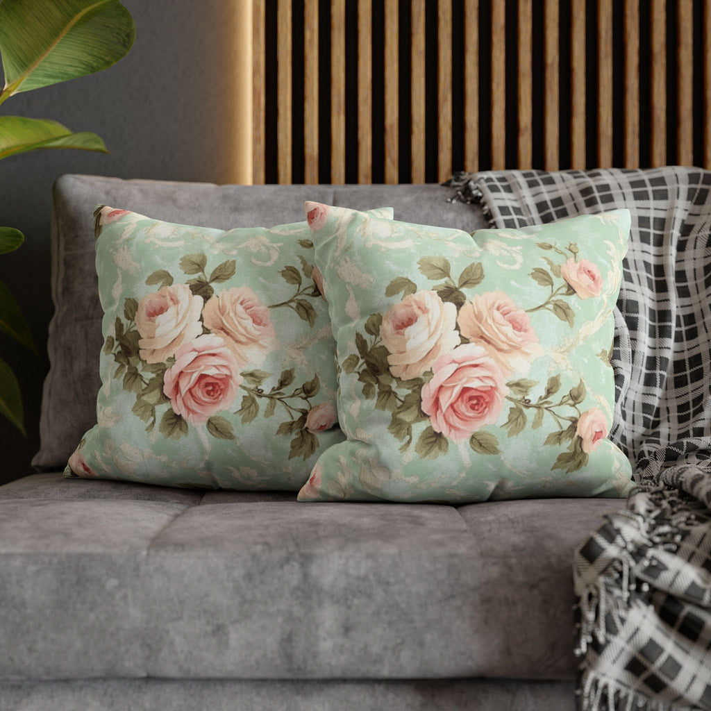 Vintage Pink Rose Pattern Pillowcase | Floral Throw Pillowcase