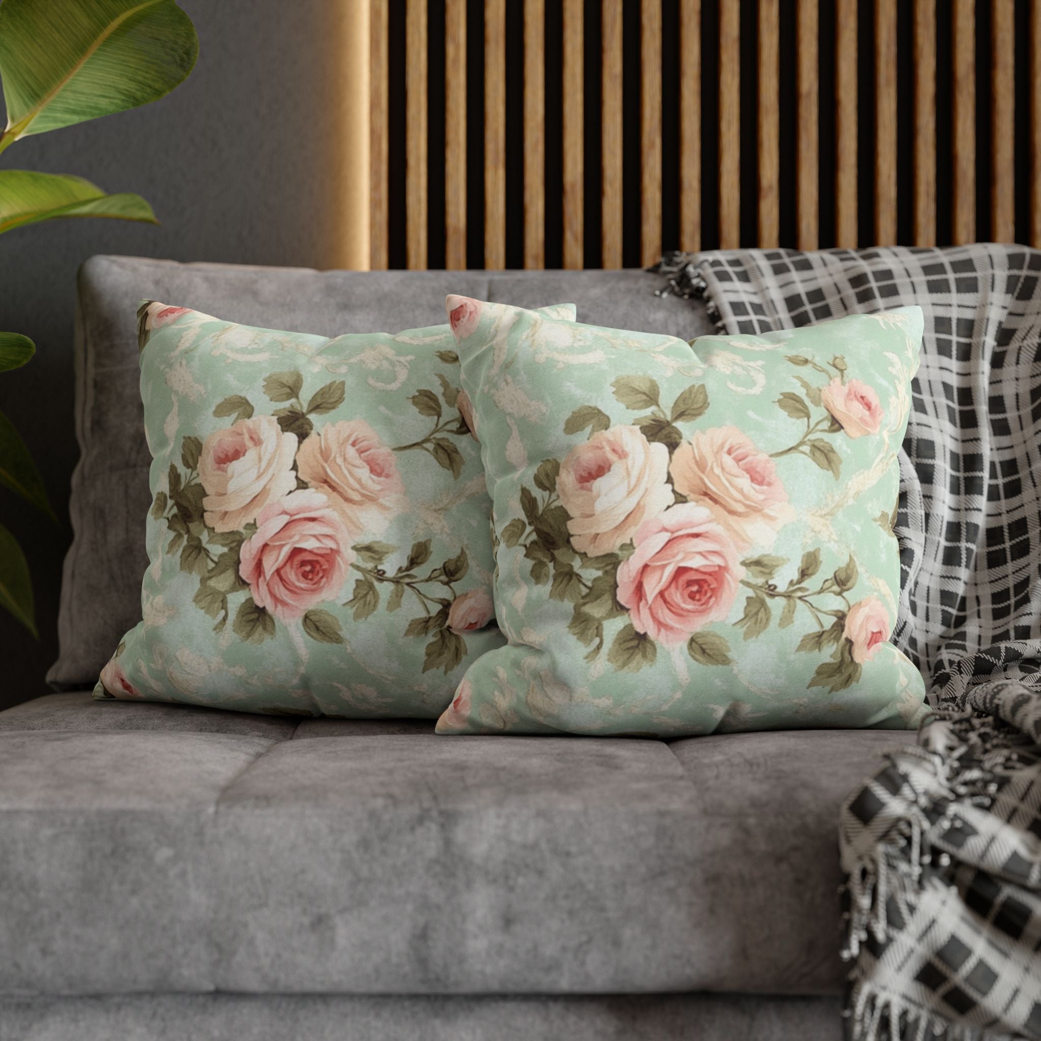 Vintage Pink Rose Pattern Pillowcase | Floral Throw Pillowcase