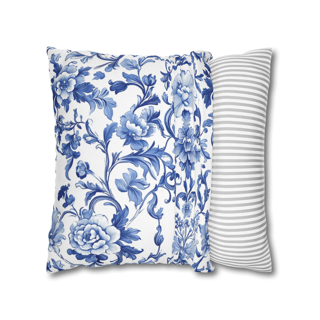 BLUESKYDEZIGN Blue Tie Dye Mandala Pillow Cover - Coastal Boho Decor