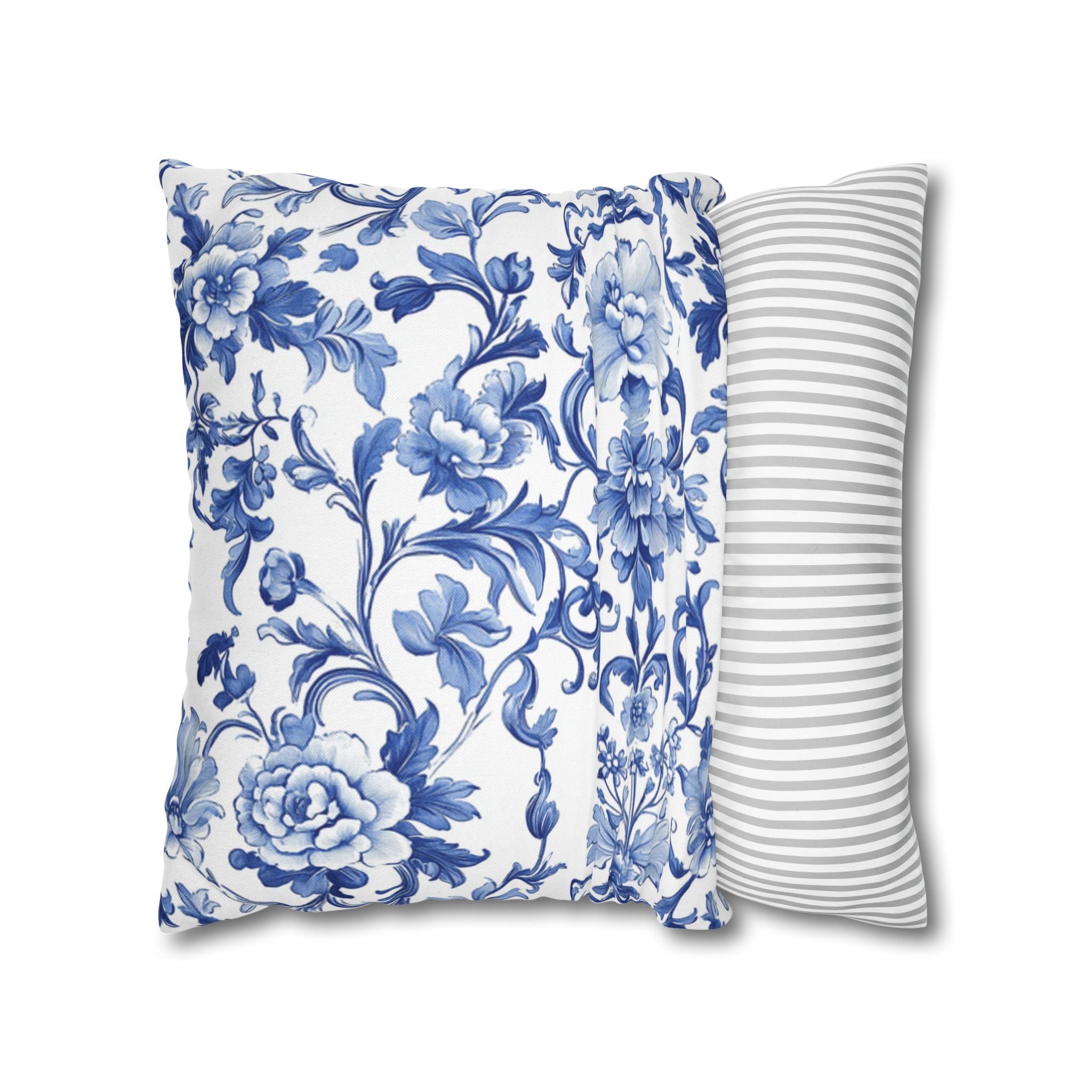 BLUESKYDEZIGN Blue Tie Dye Mandala Pillow Cover - Coastal Boho Decor