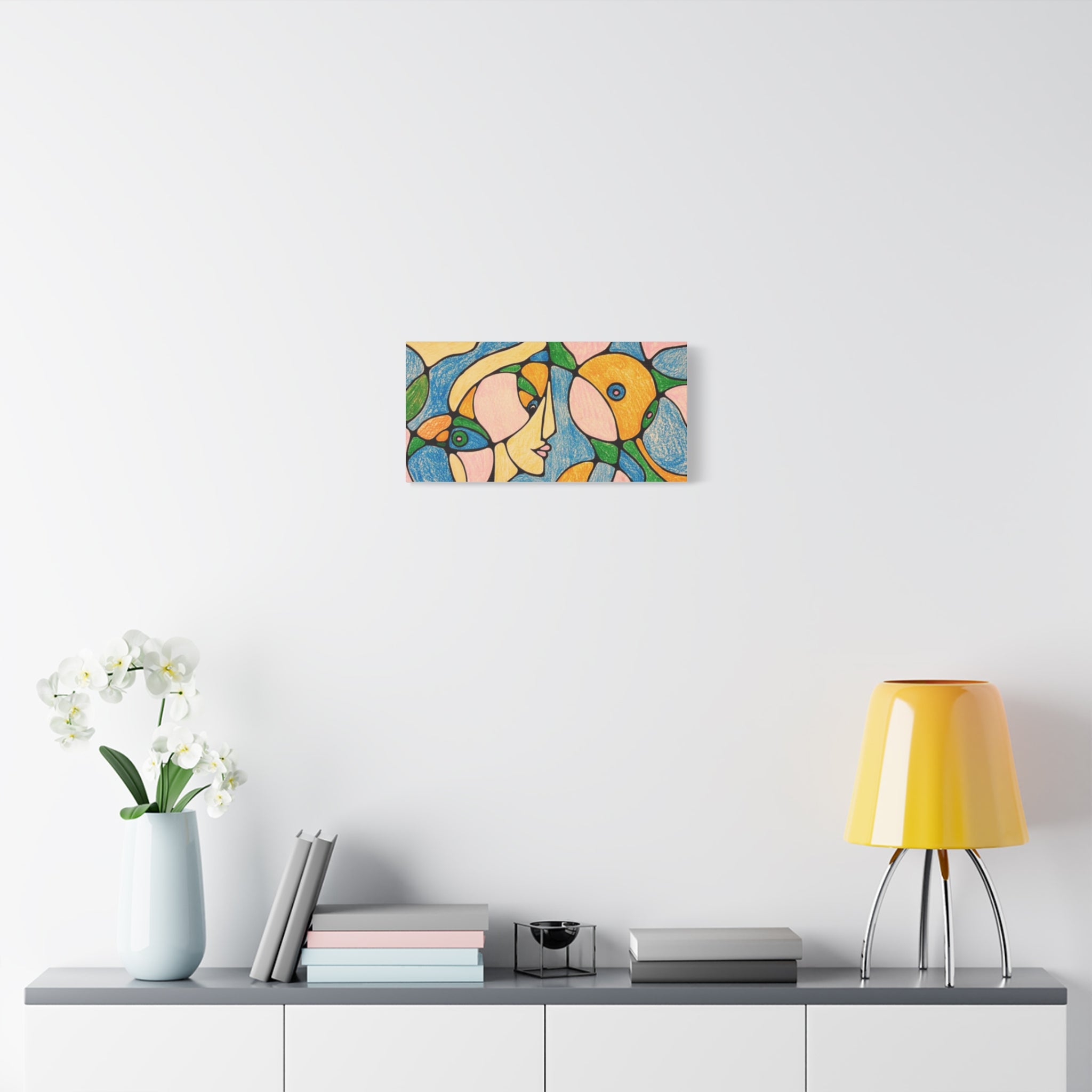 Abstract Colorful Faces Canvas Art, Vibrant Modern Wall Decor, Surreal Cubist Style Matte Print, Stretched 1.25" Ready to Hang