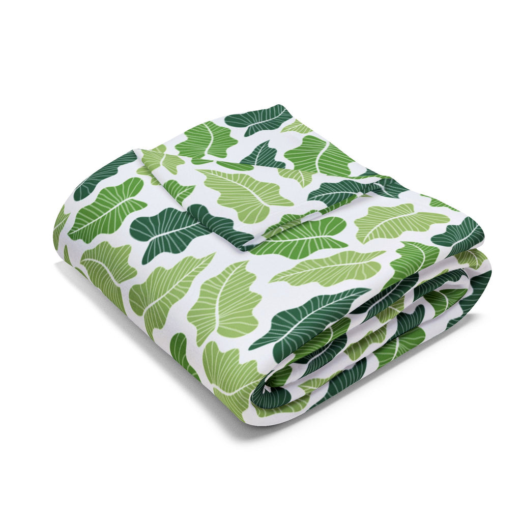 Green Leaves Fleece Blanket