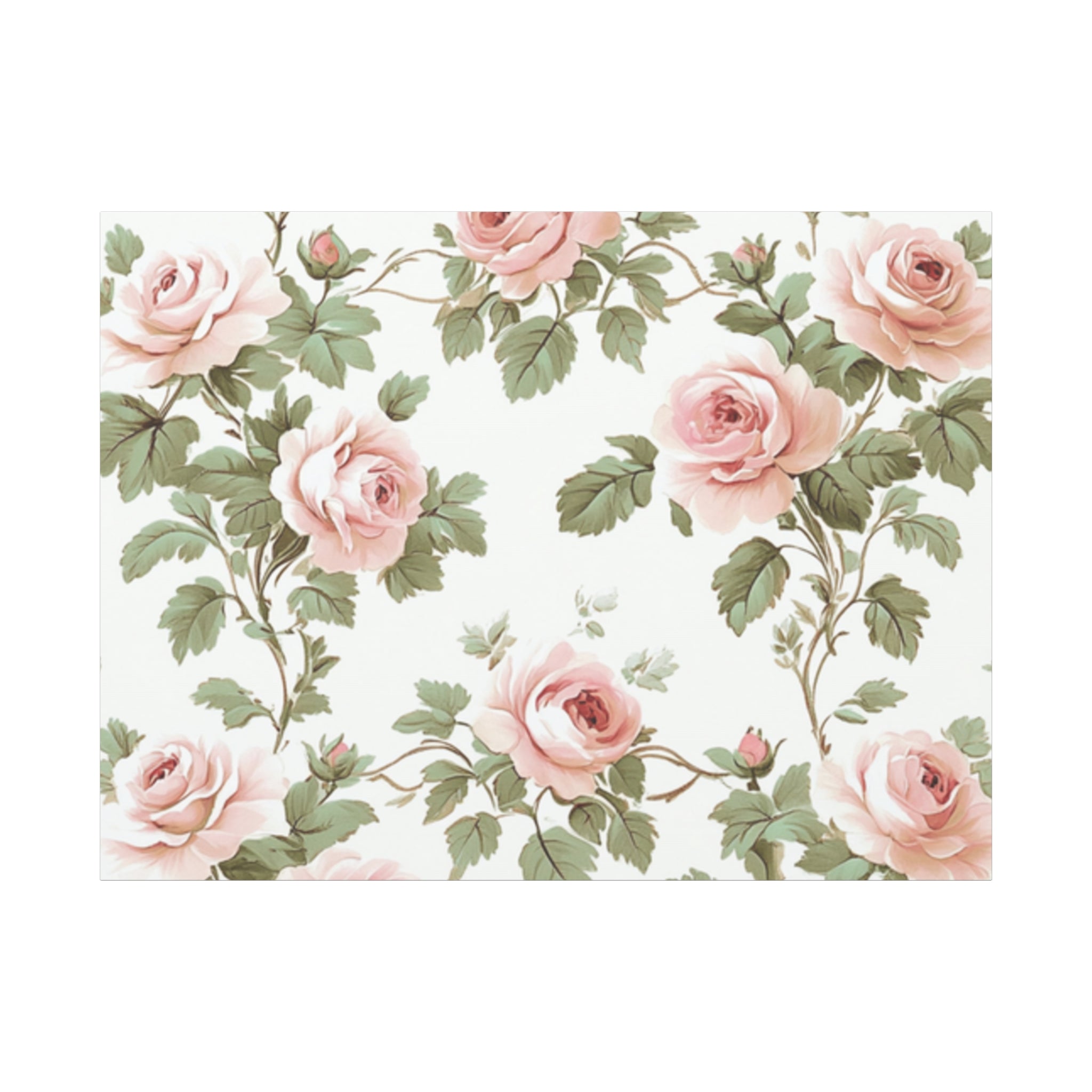 Vintage Pink Rose Matte Canvas Wall Art, Botanical Floral Print, Romantic Cottagecore Home Decor, Stretched 1.25" Canvas