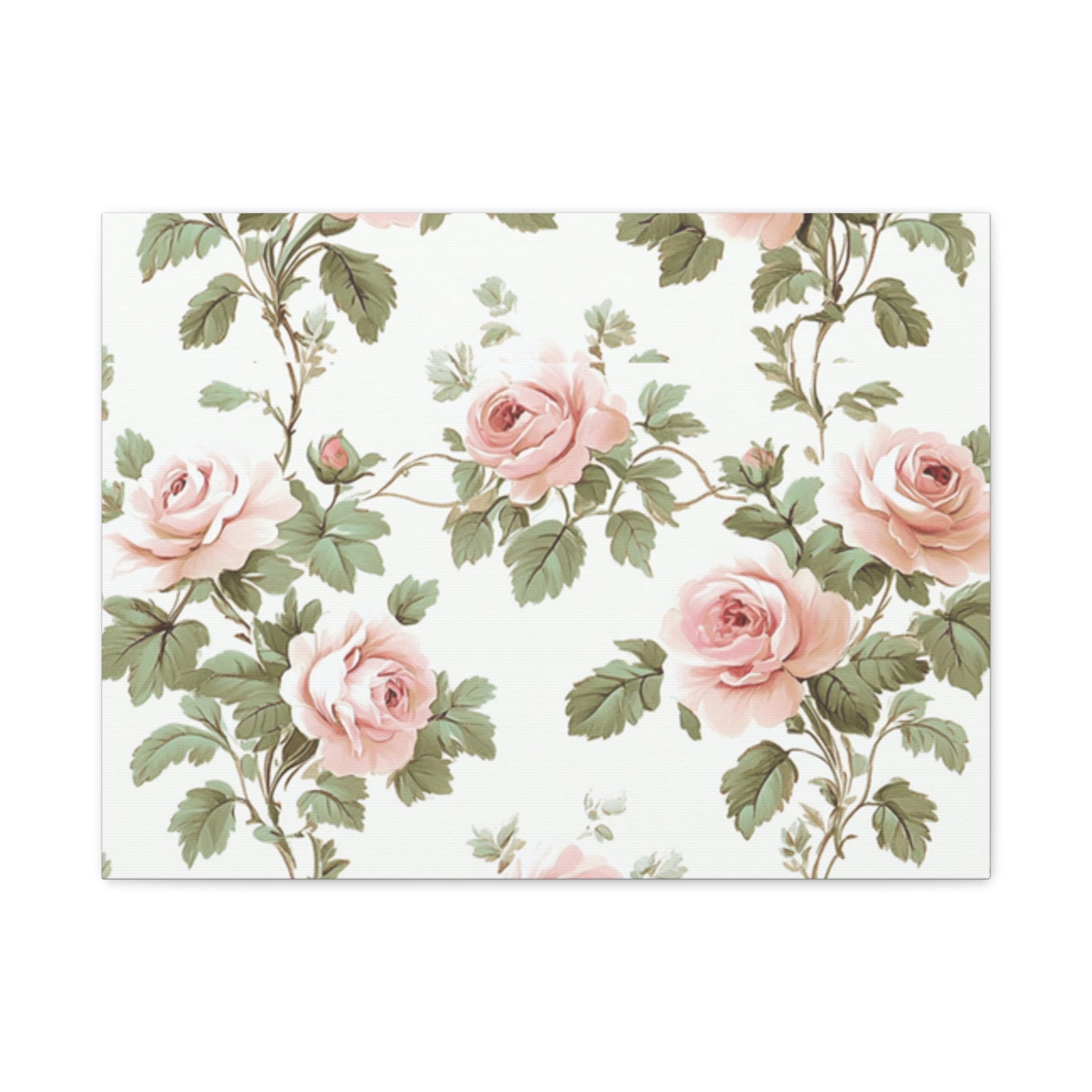 Vintage Pink Rose Matte Canvas Wall Art, Botanical Floral Print, Romantic Cottagecore Home Decor, Stretched 1.25" Canvas