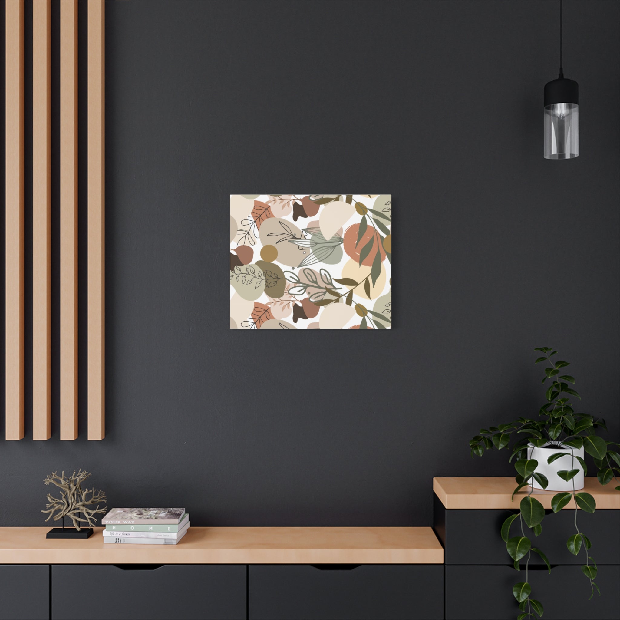 Abstract Modern Botanical Wall Art, Minimalist Line Art Canvas, Neutral Aesthetic Home Decor Print for Living Room or Bedroom, Matte Print, Stretched 1.25" Ready to Hang