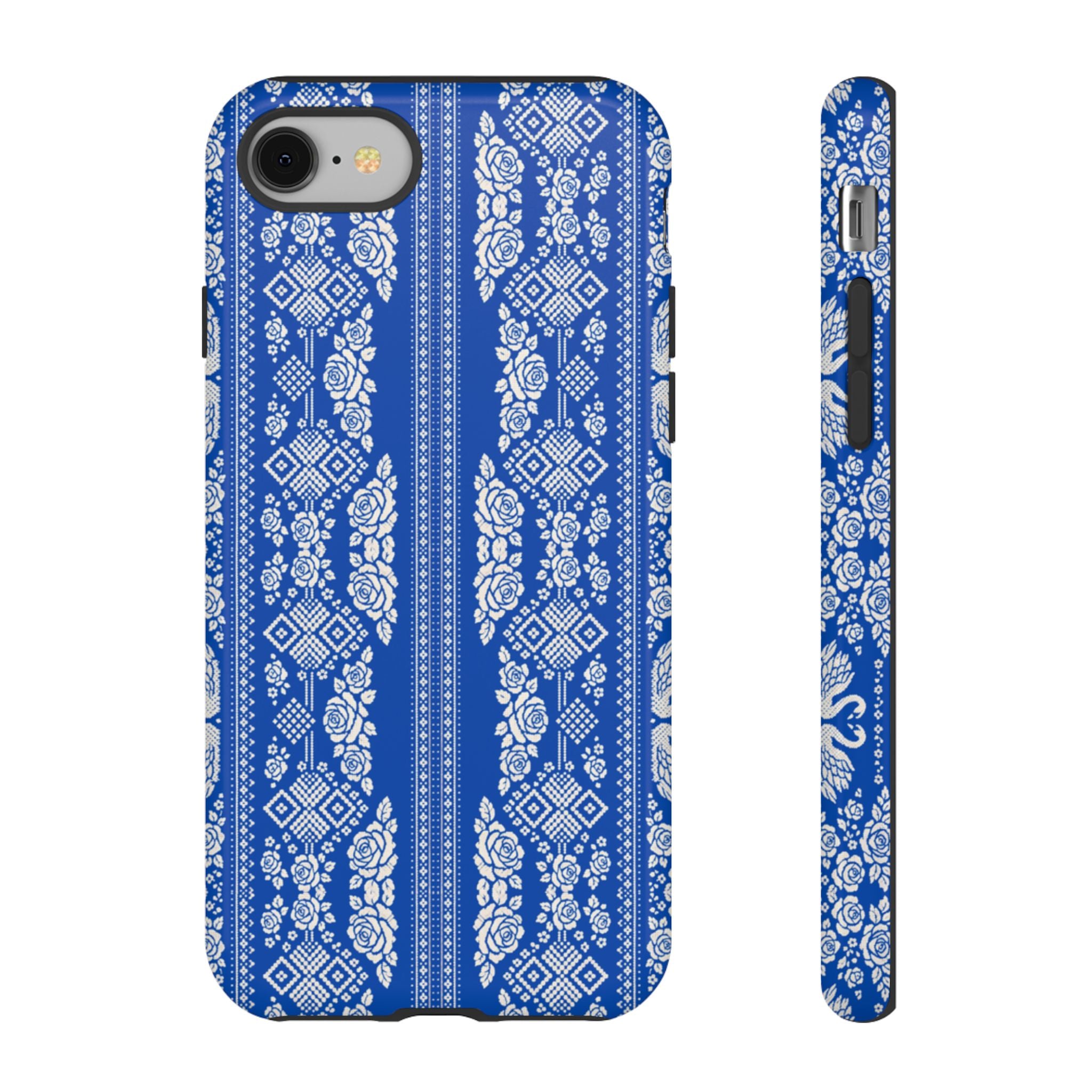 Wedding Swans Phone Case Blue  White Elegant Protective Cover, Tough Cases, Protective Folk Art Cover for iPhone  Samsung