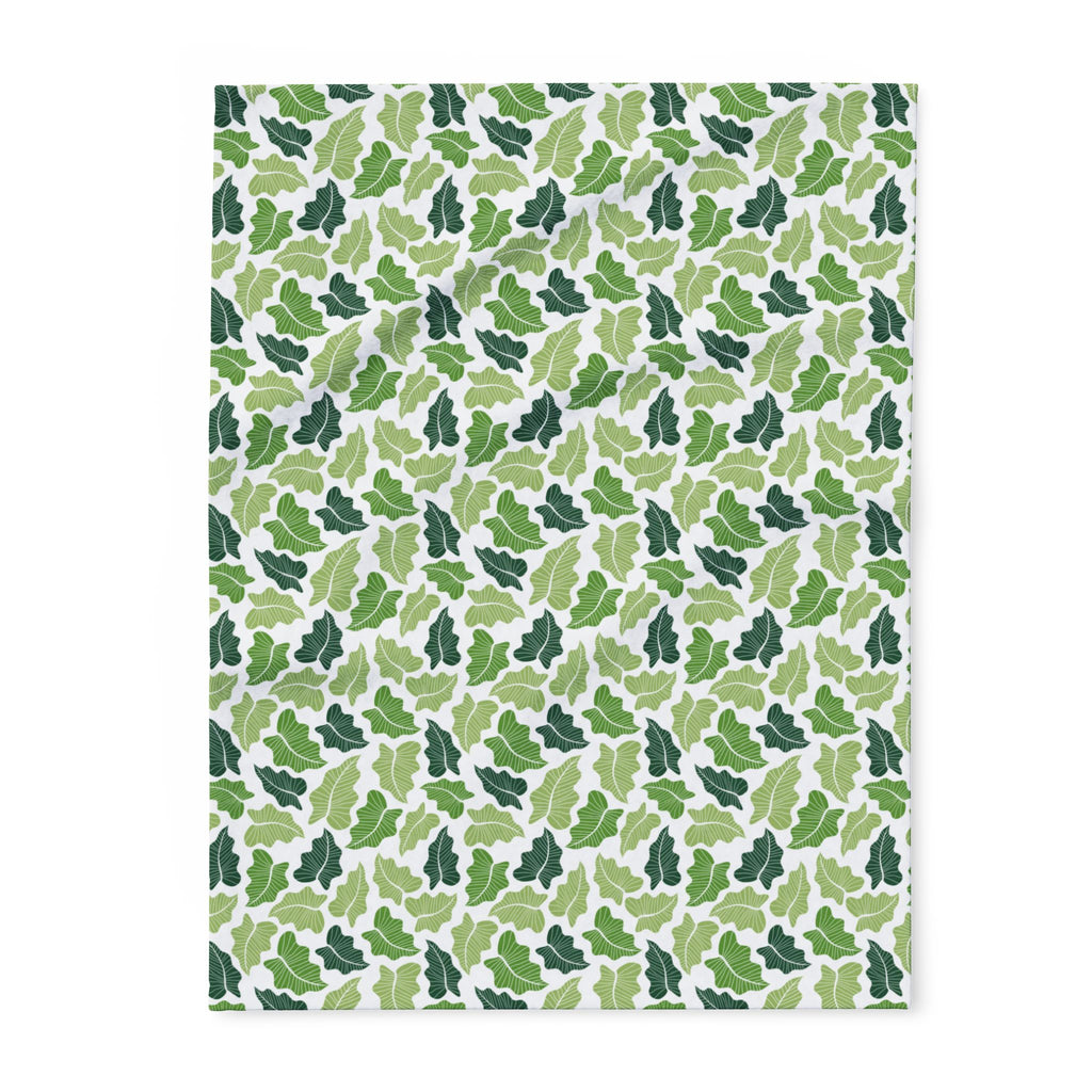 Green Leaves Fleece Blanket