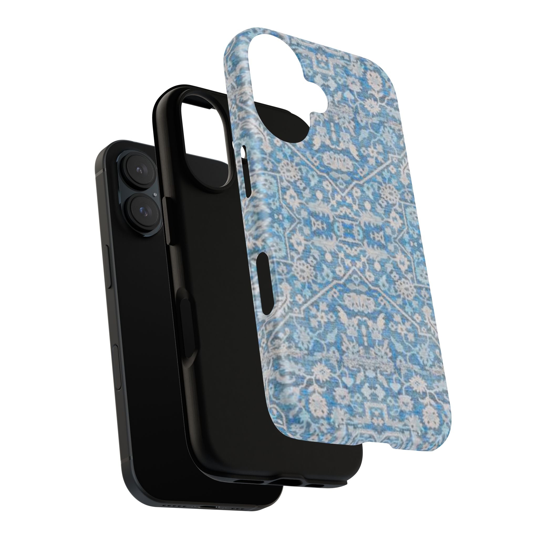 BLUESKYDEZIGN Grandmother's Heritage iPhone Case - Blue Floral Mosaic, Wabi-Sabi Protective Cover