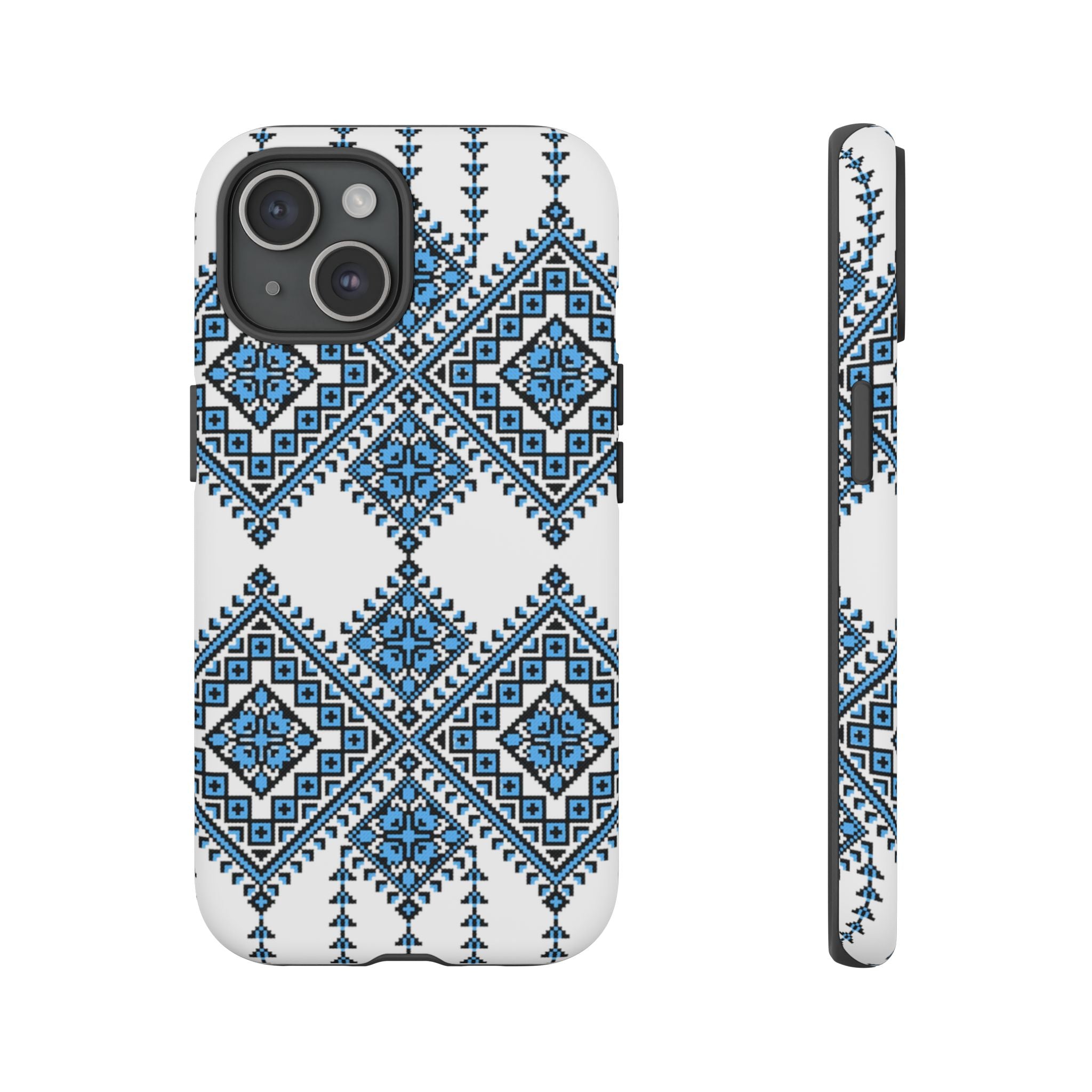 Blue Ukrainian traditional  Geometric Folk Pattern phone case, Tough Cases