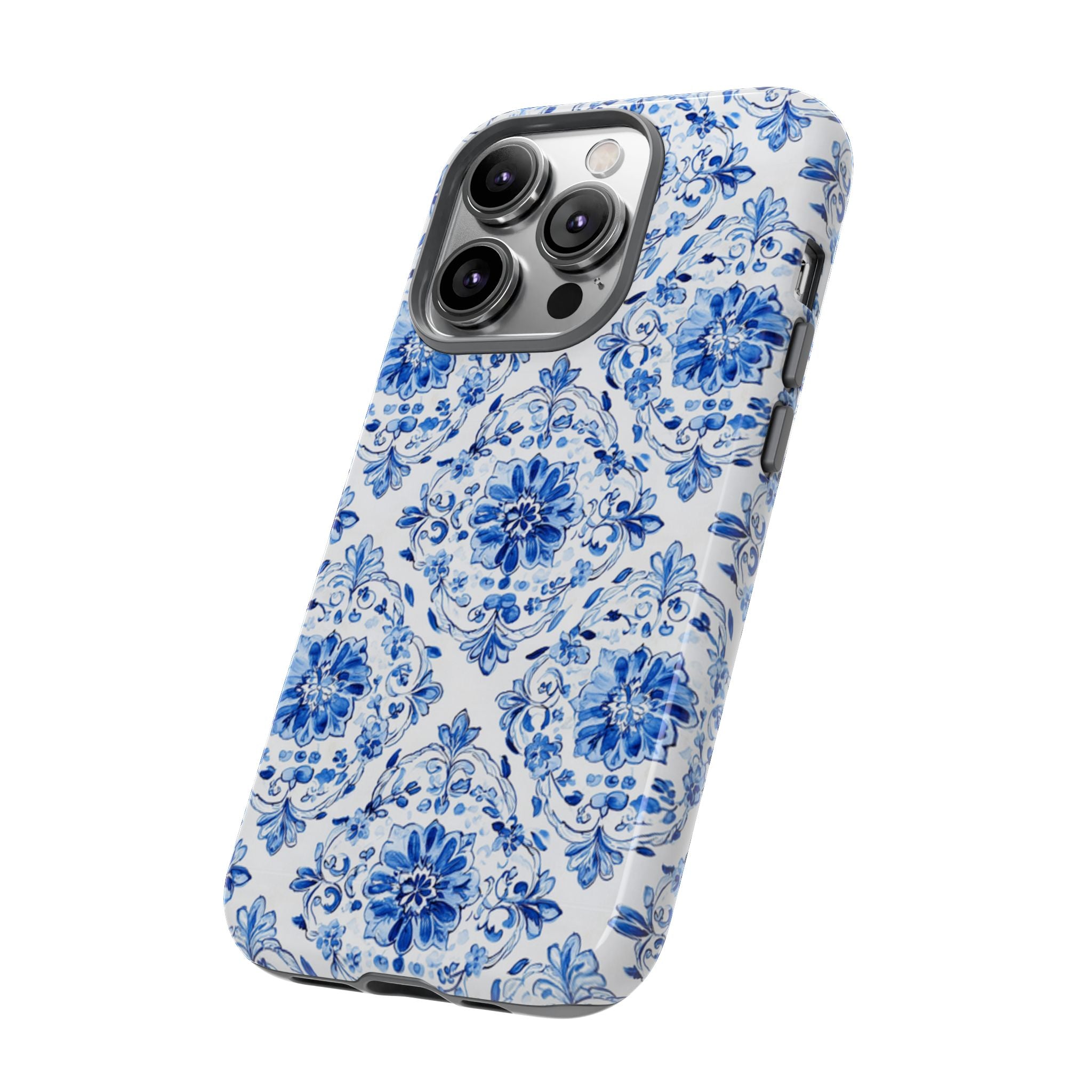 Blue Floral Tile Phone Case | Tough Case
