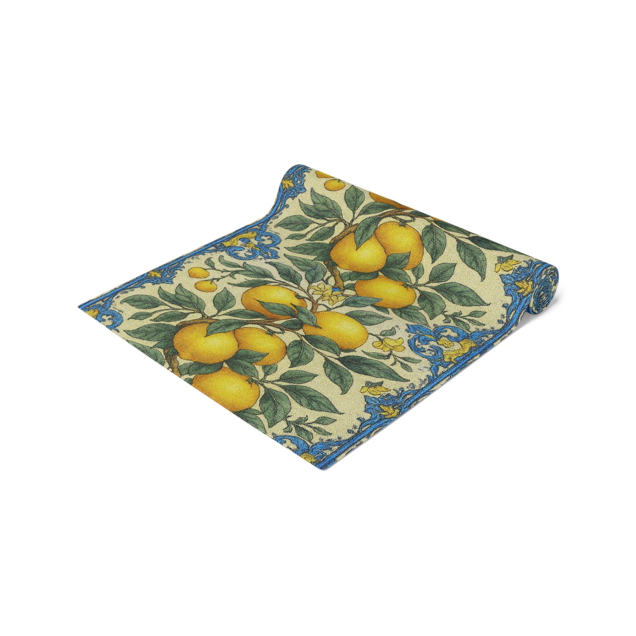 Citrus Riviera Lemon & Orange Table Runner – William Morris Style Botanical Dining Decor | Cotton Twill or Polyester