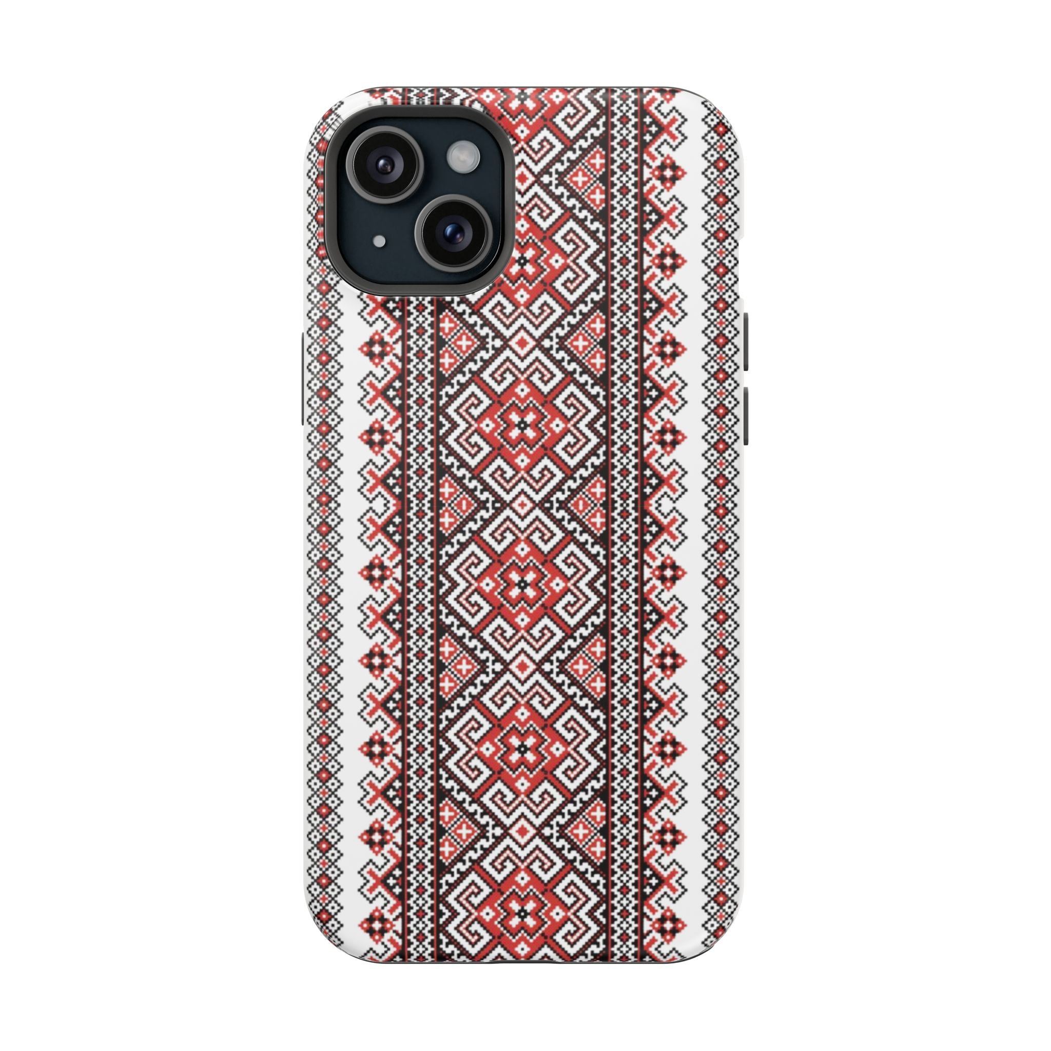 Traditional Ukrainian Red-Black Pattern Phone Case | Magnetic Impact-Resistant Case