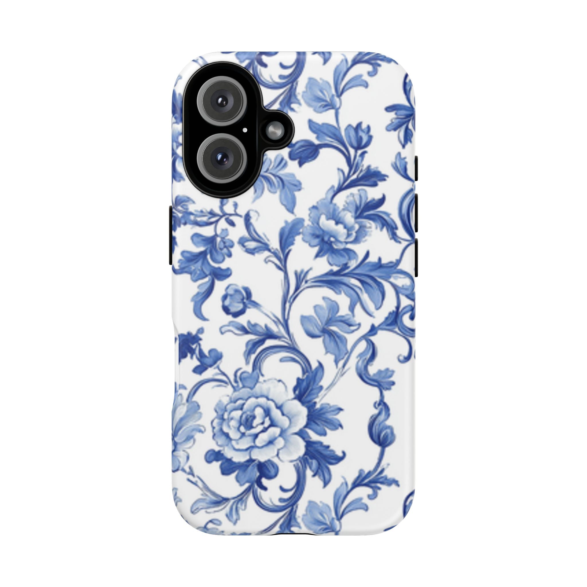 Blue Vintage Toile-inspired romantic Floral Phone Case, Tough Case, spring gift