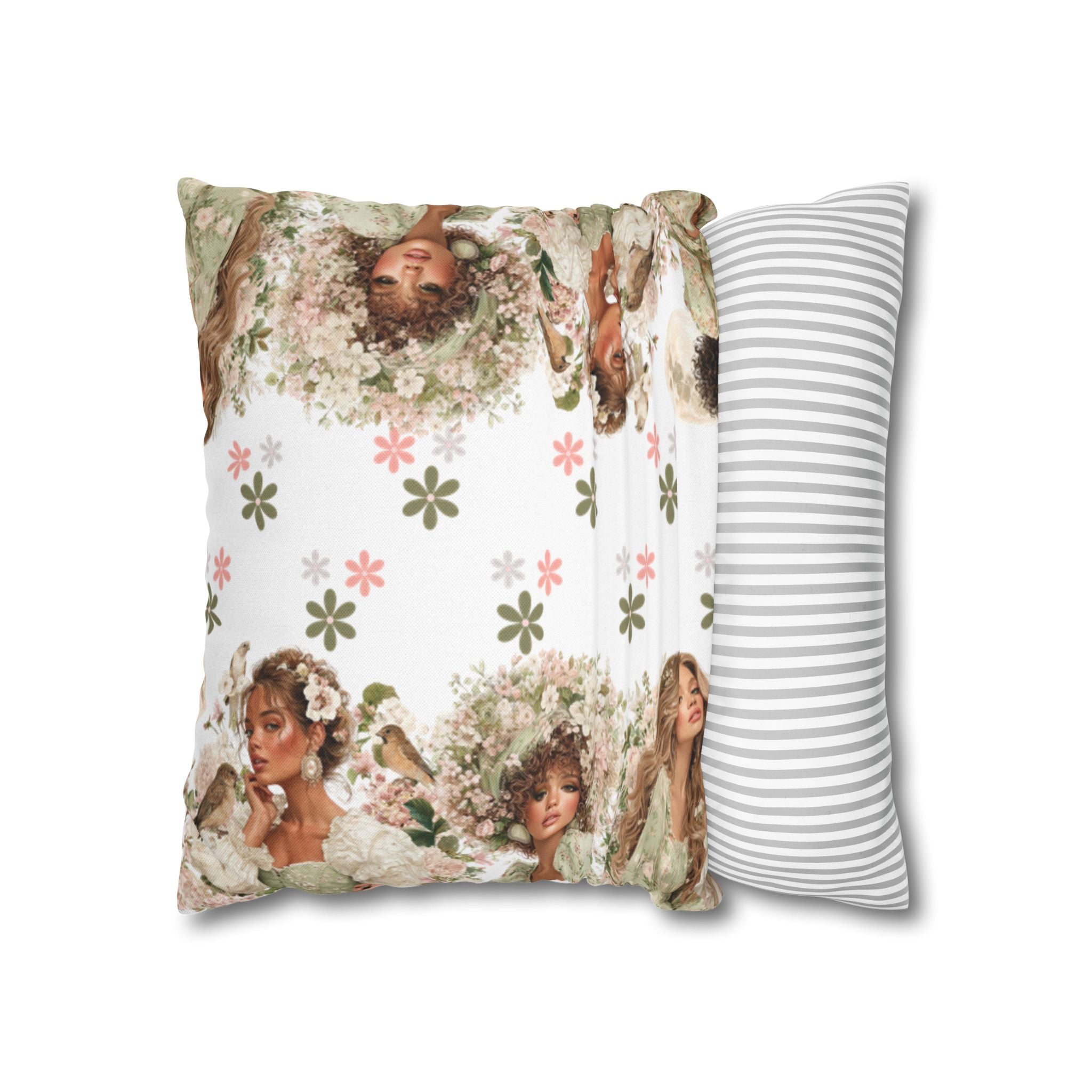 Afrocentric Floral Pillowcase 1piece, Artistic Women Illustration Cushion Covers, 4 Sizes, Modern Boho Throw Pillow Case, Art Decor